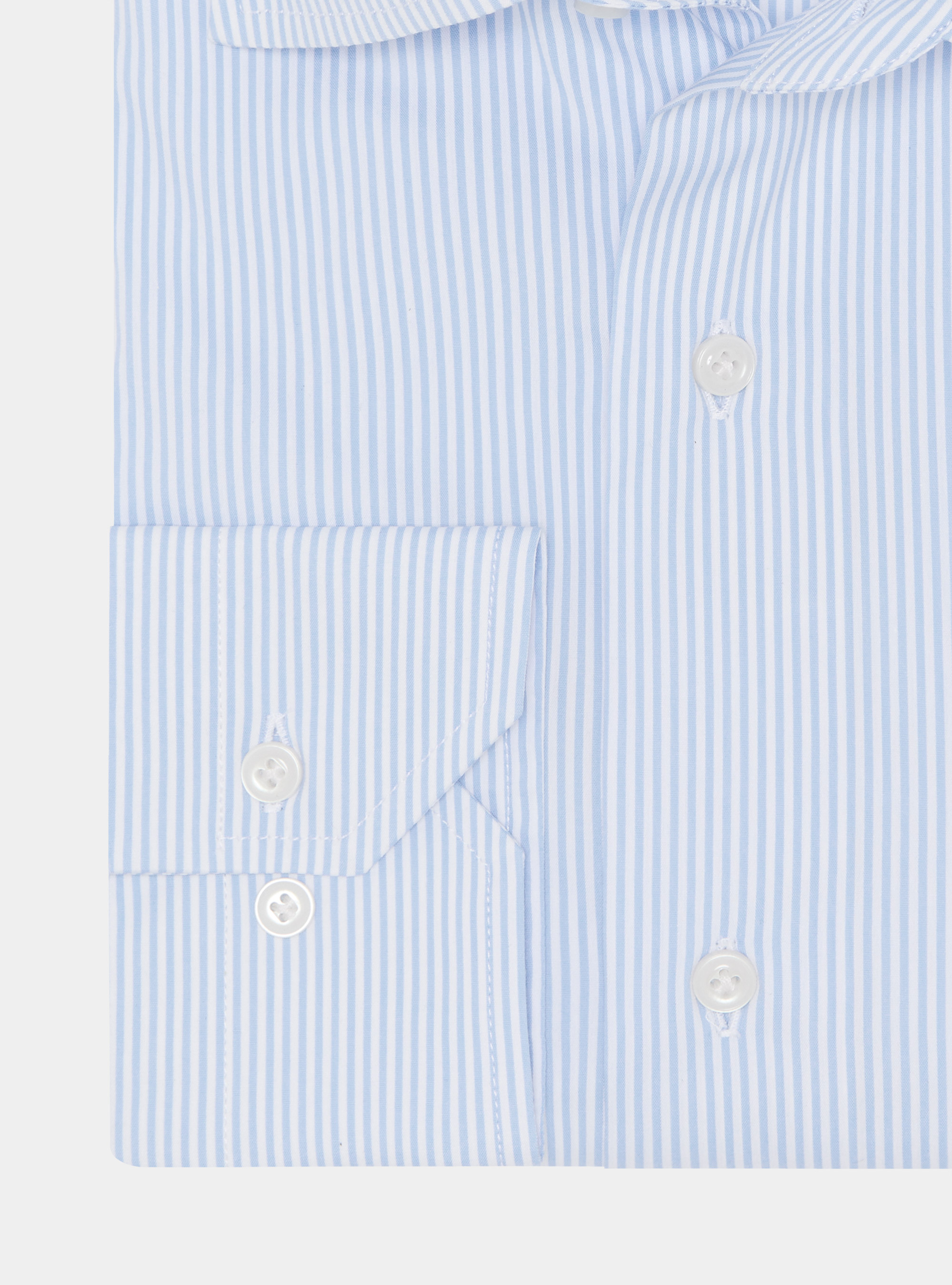 Camicia in cotone rigato popeline stretch, AZZURRO