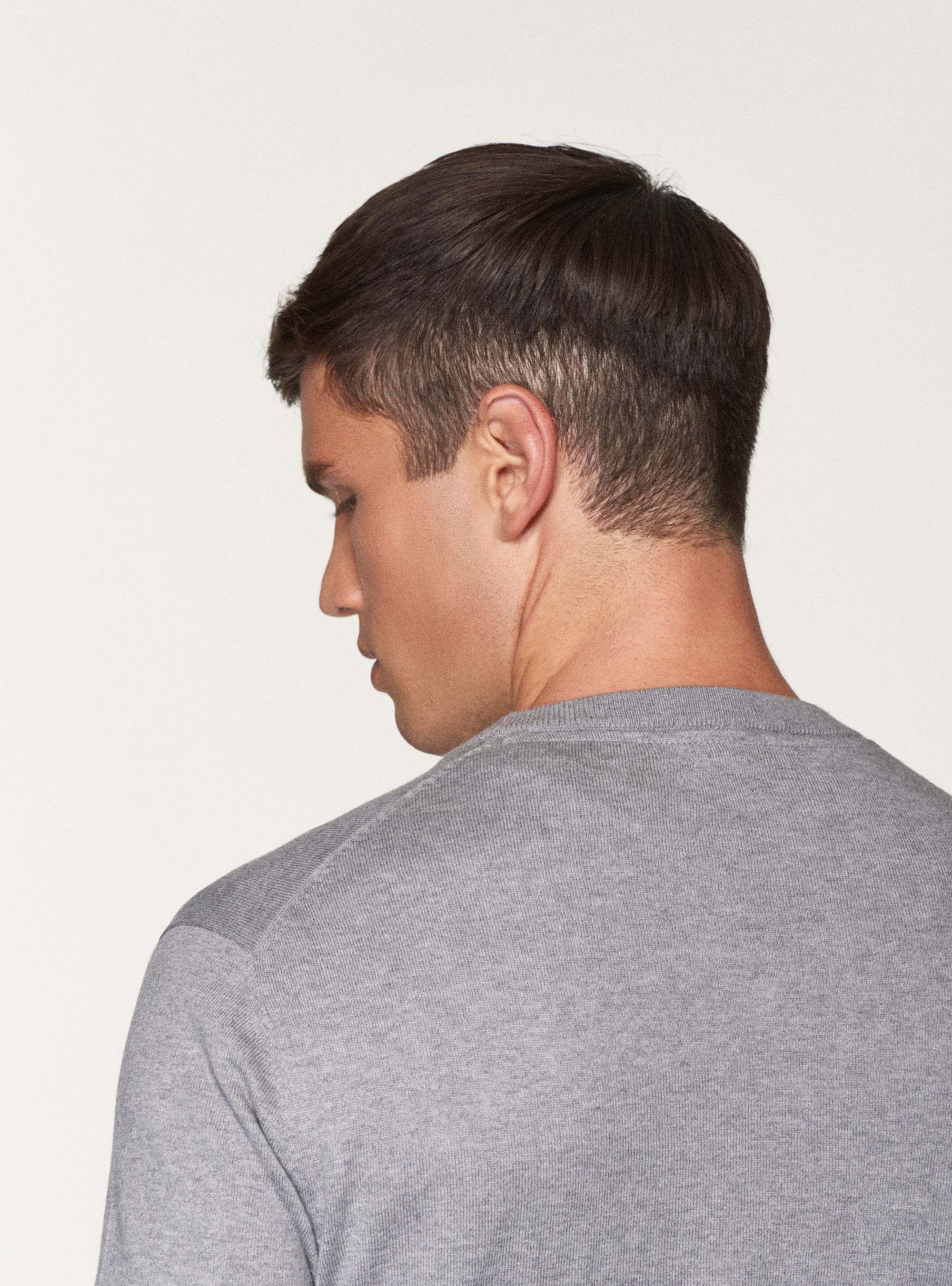 Maglia girocollo in cotone seta e cashmere, GRIGIO CHIARO MELANGE