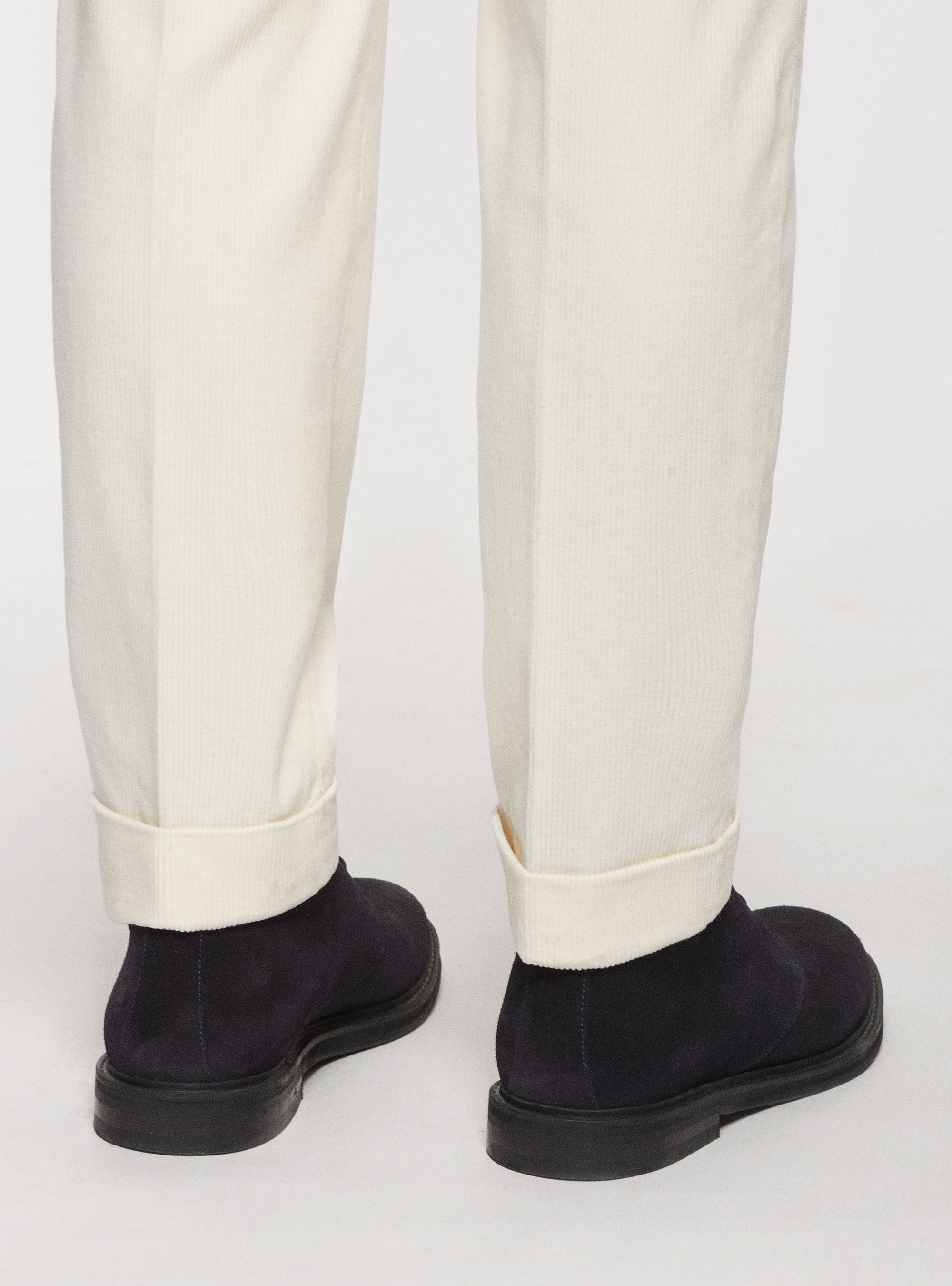 Pantaloni in velluto con pince, BIANCO