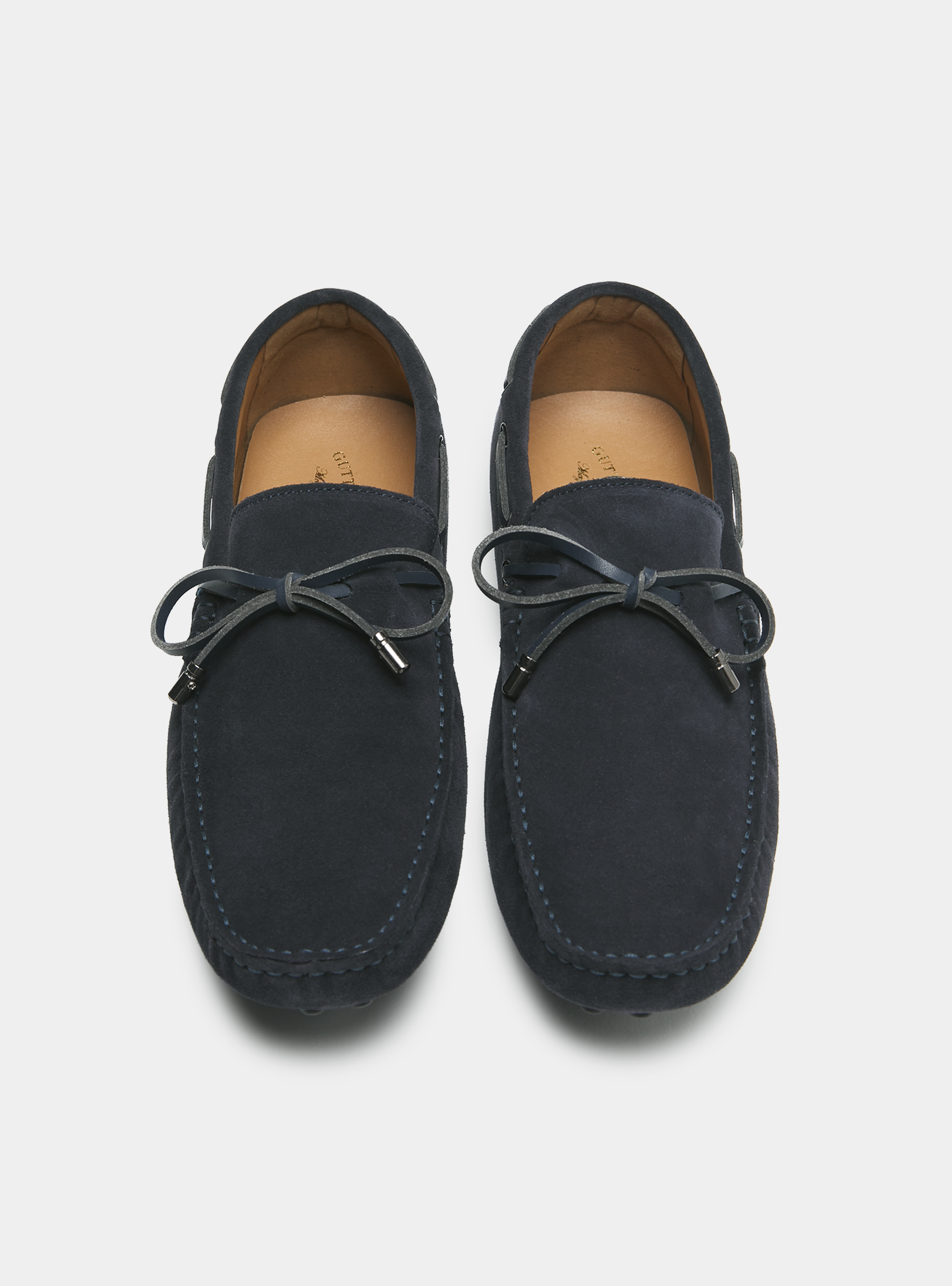 Mocassins en daim avec noeud, BLEU MARINE