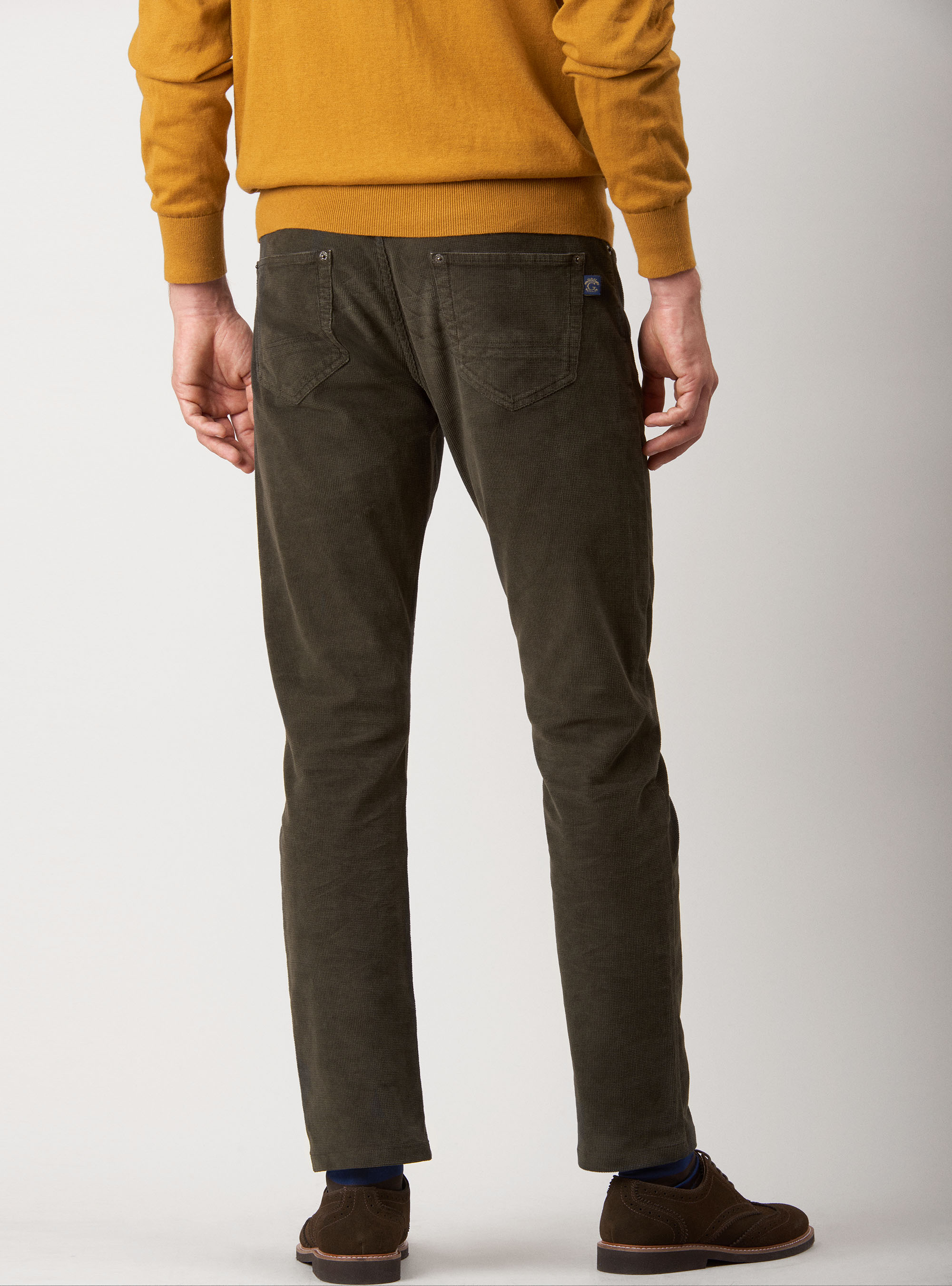 Washed cotton velvet denim type pants, BROWN