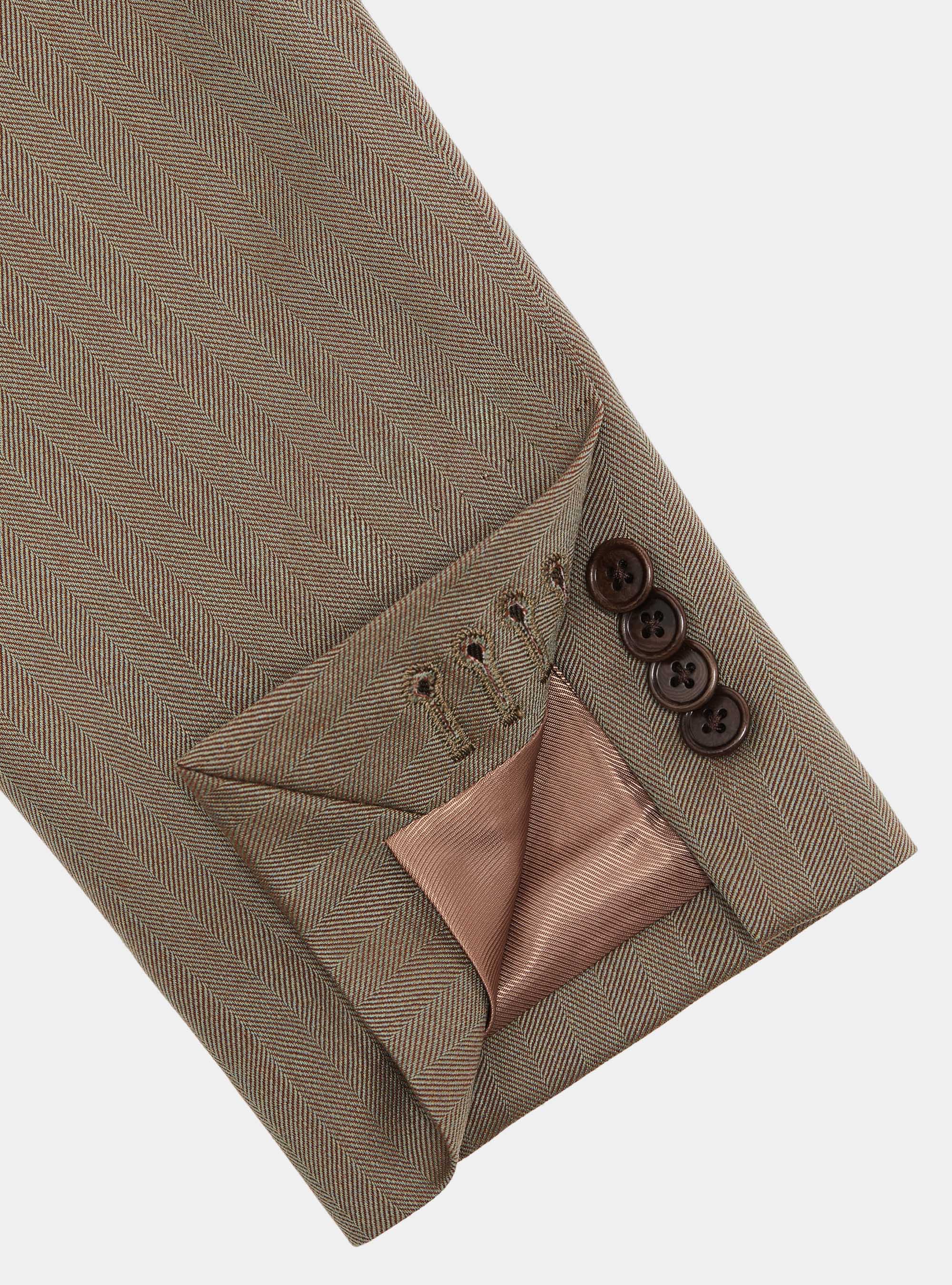 Americana de traje de lana en espiga Vitale Barberis Canonico, ARCILLA