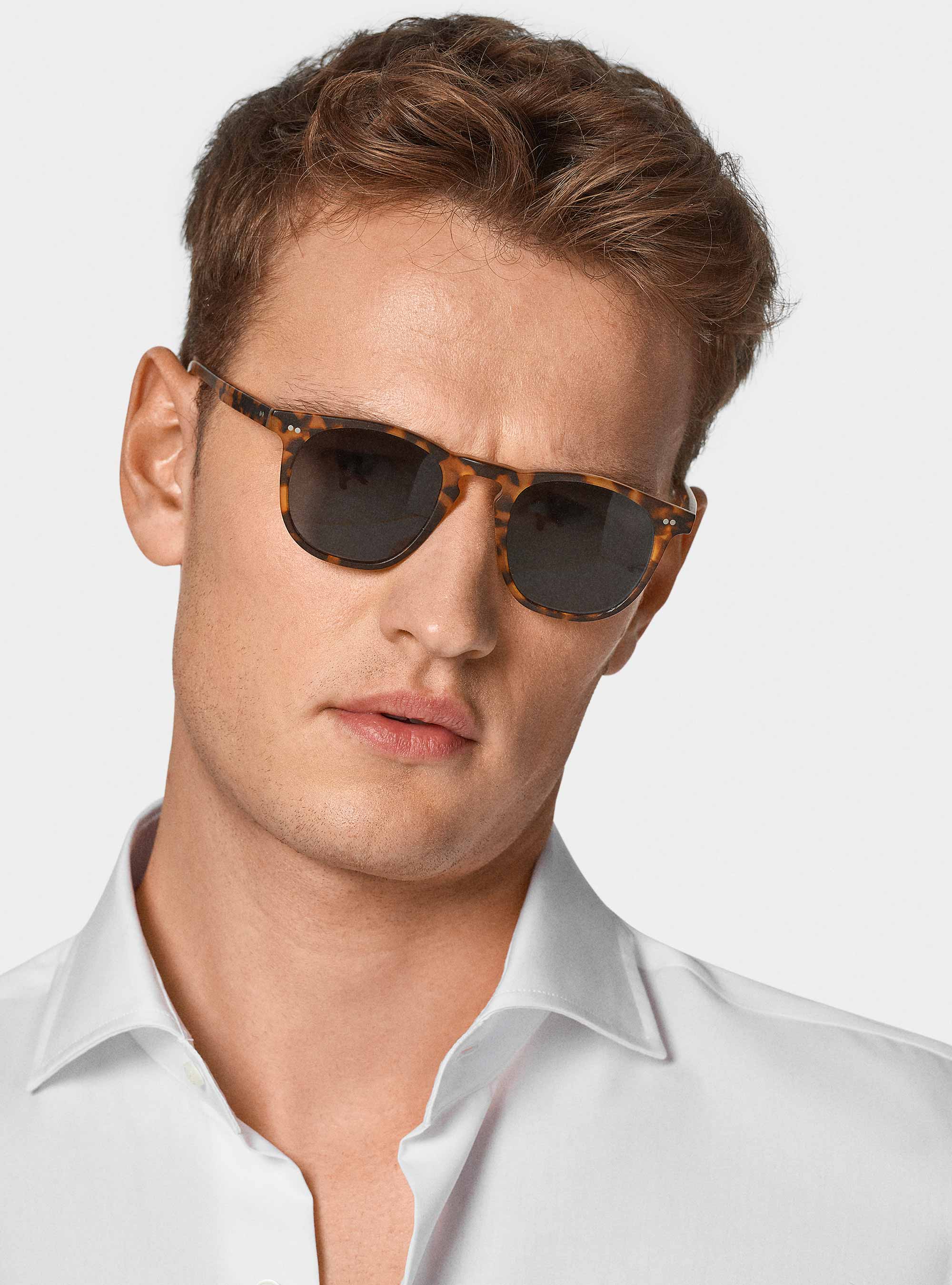 Camicia in fil a fil di cotone, BIANCO