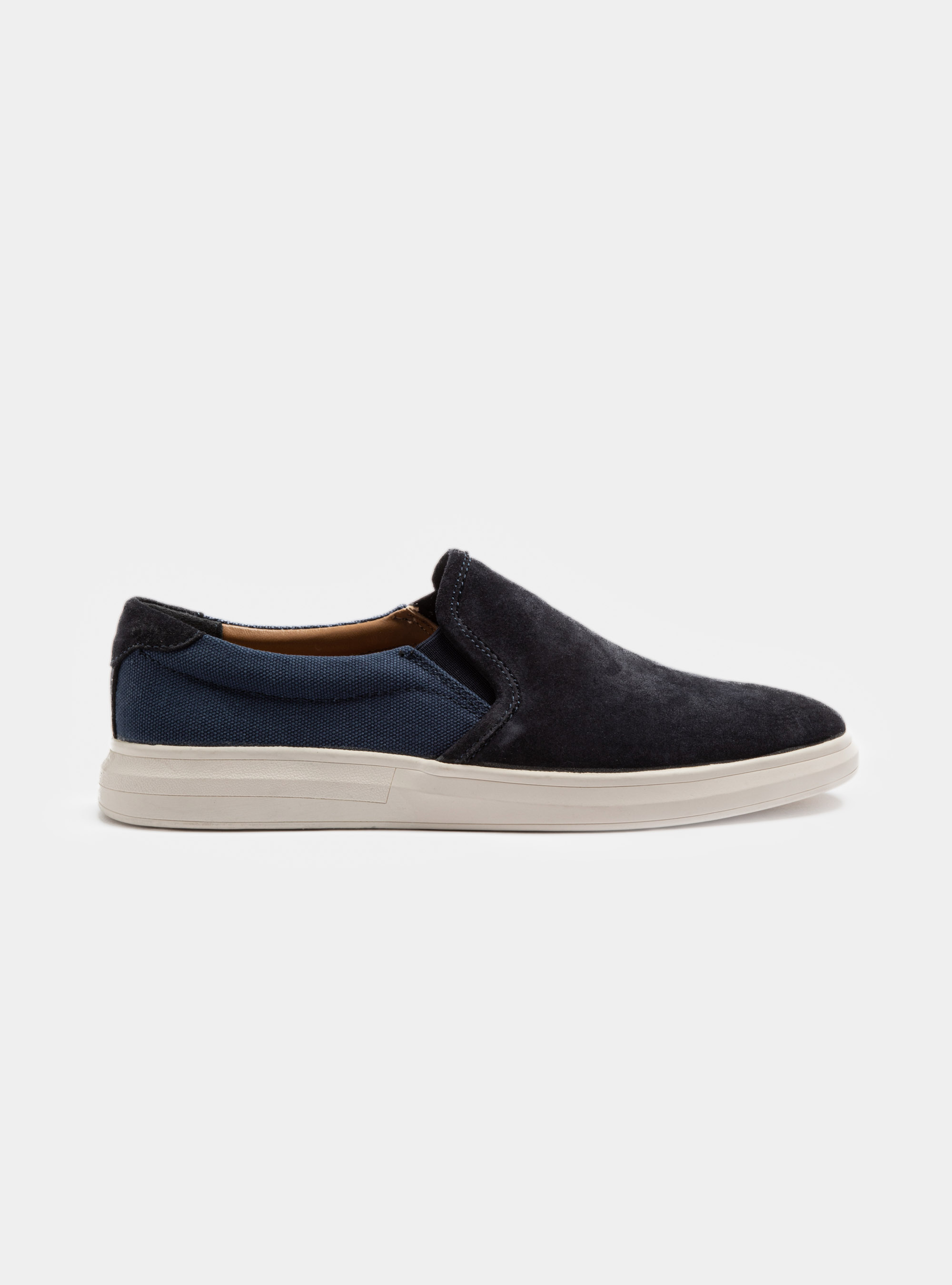 Suede and canvas slip-on, NAVY BLUE