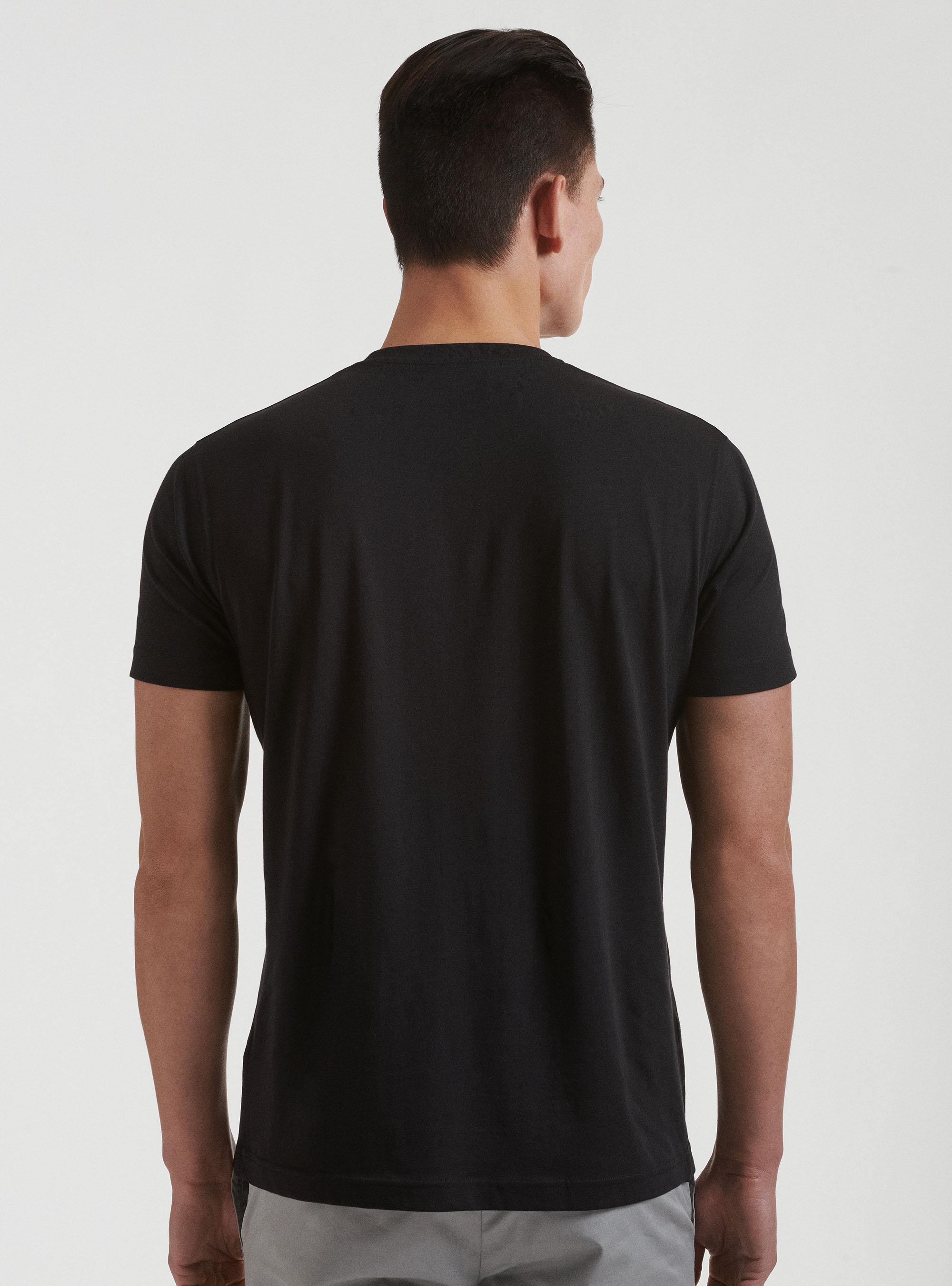 T-shirt girocollo in cotone supima, NERO