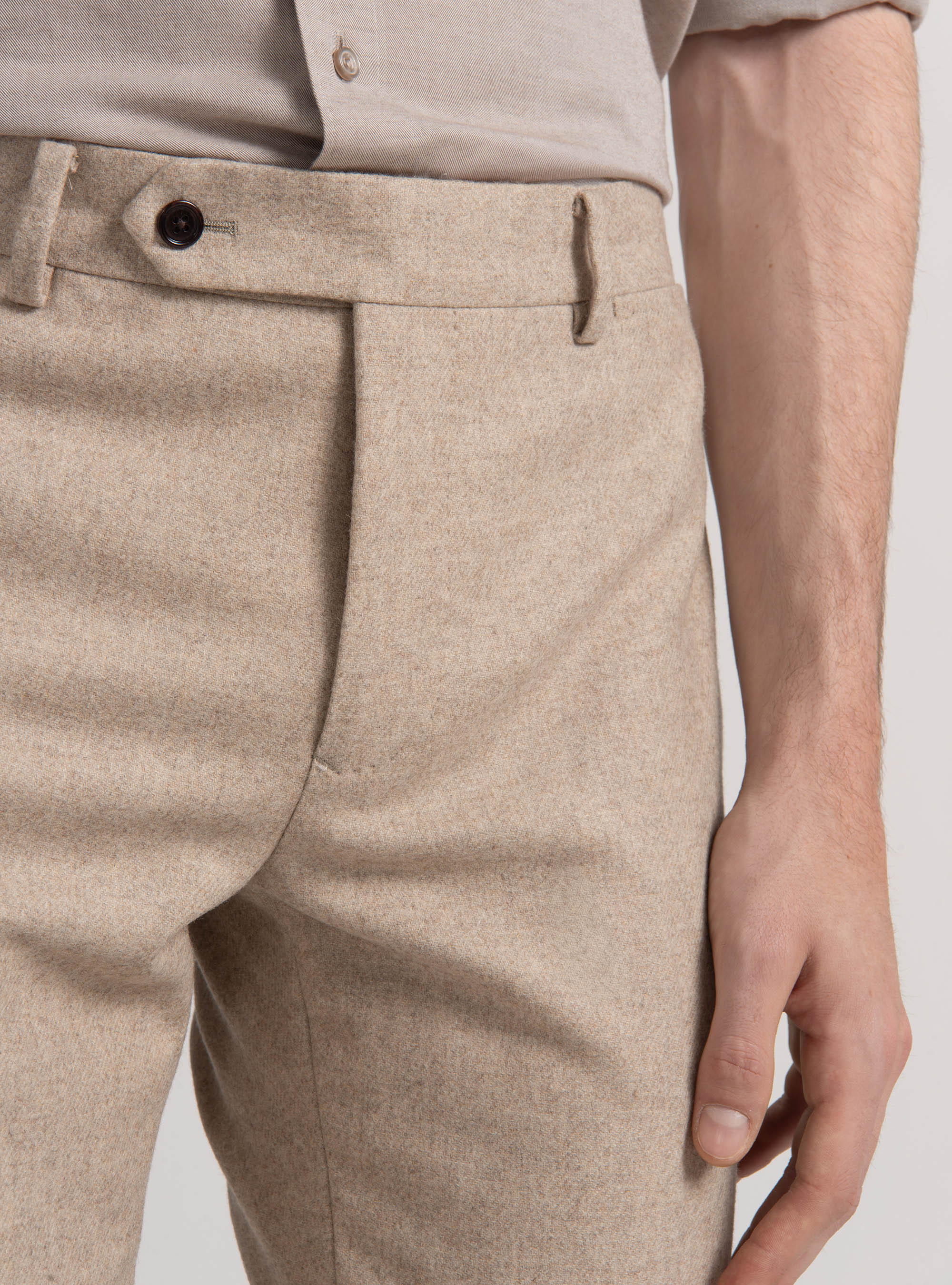 Pantaloni in flanella misto lana, SABBIA