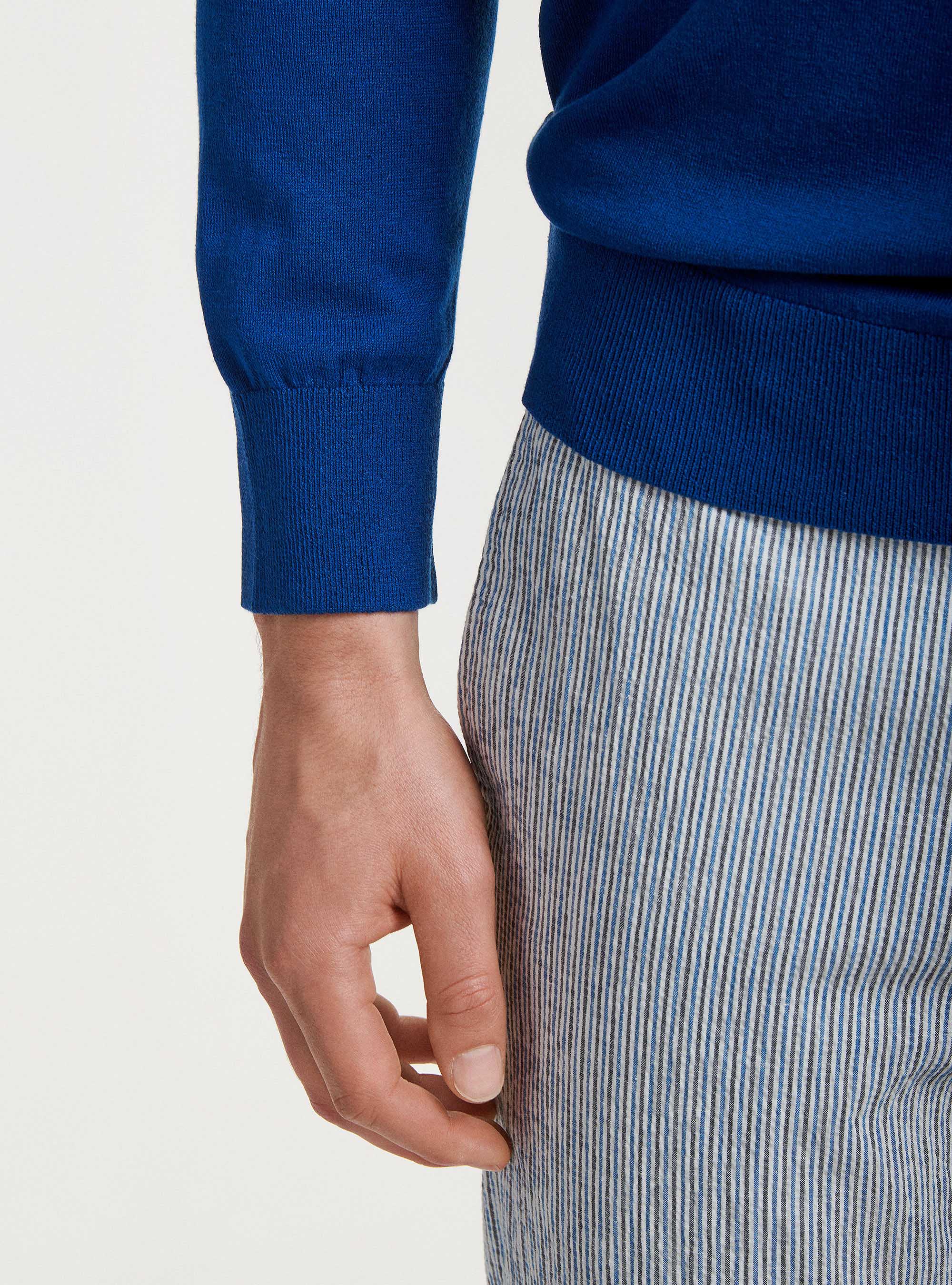 Maglia girocollo in seta e cotone, BLU ROYAL