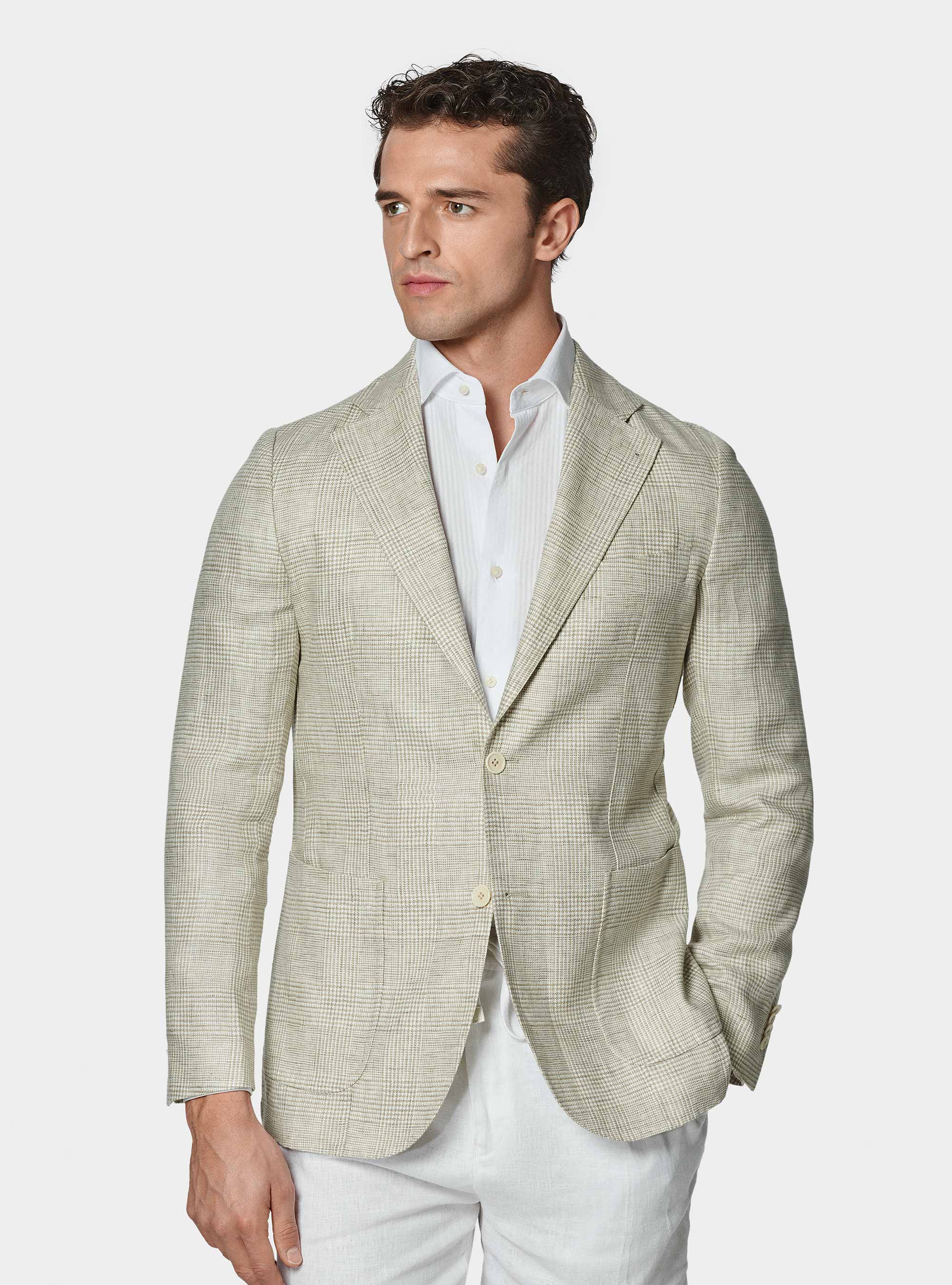 Veste Prince de Galles en lin, soie et coton