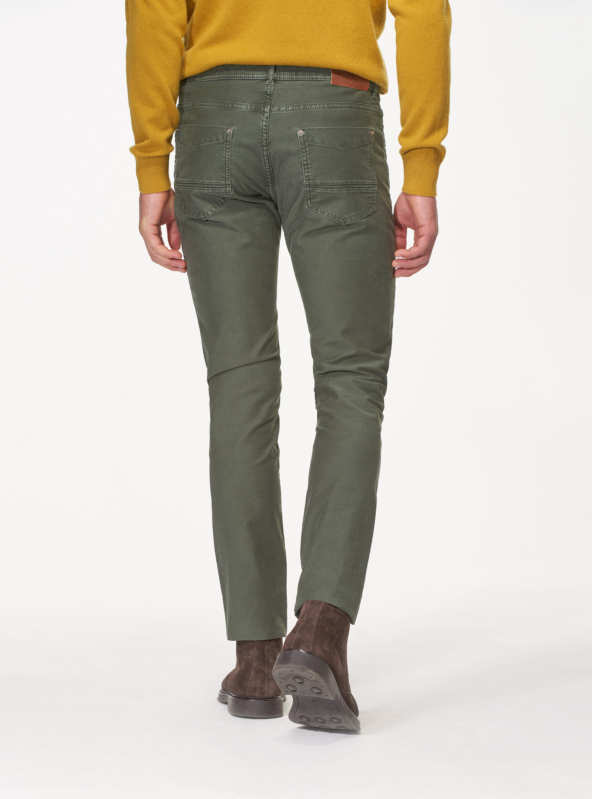 Pantaloni 5 tasche in twill garment dyed, MILITARE 0609C