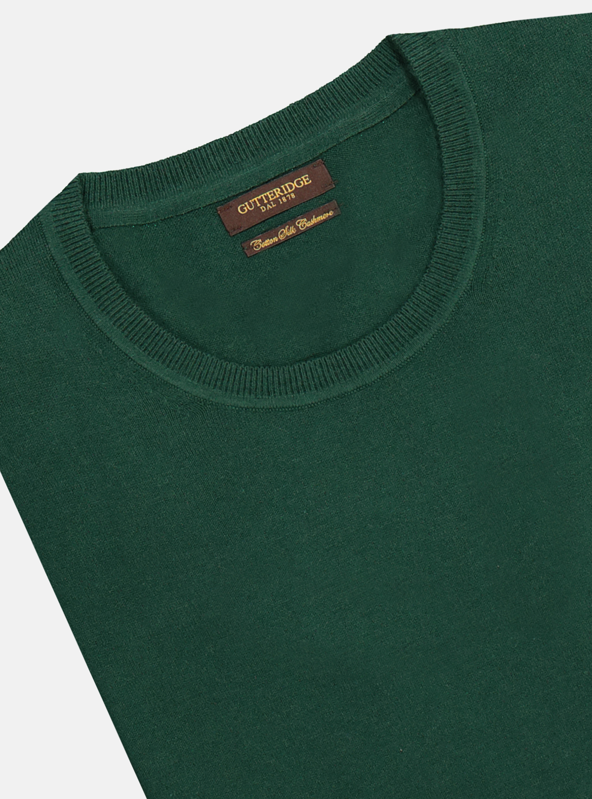 Maglia girocollo in cotone seta cashmere, VERDE