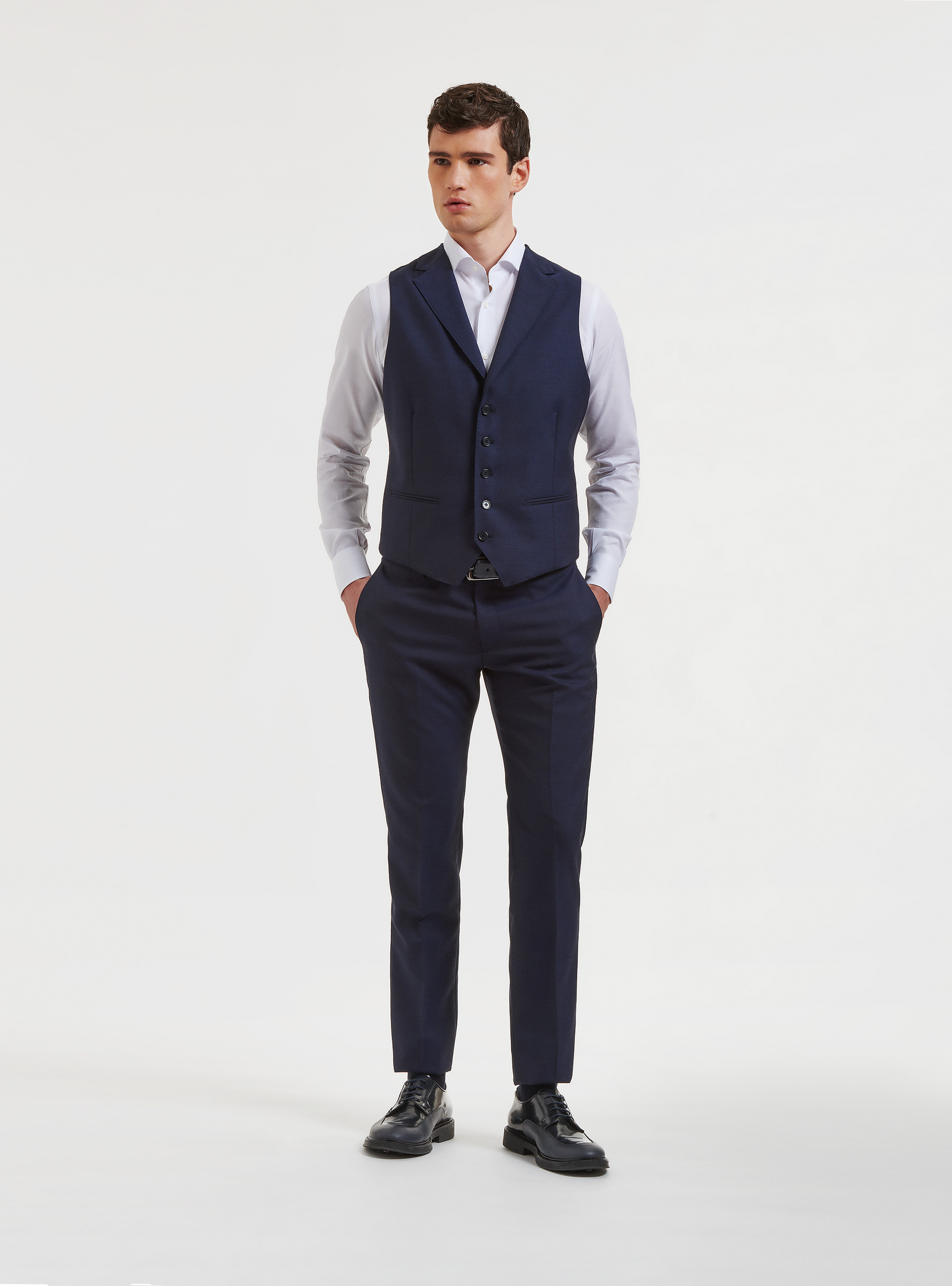 Gilet in pura lana Vitale Barberis Canonico, BLU NAVY