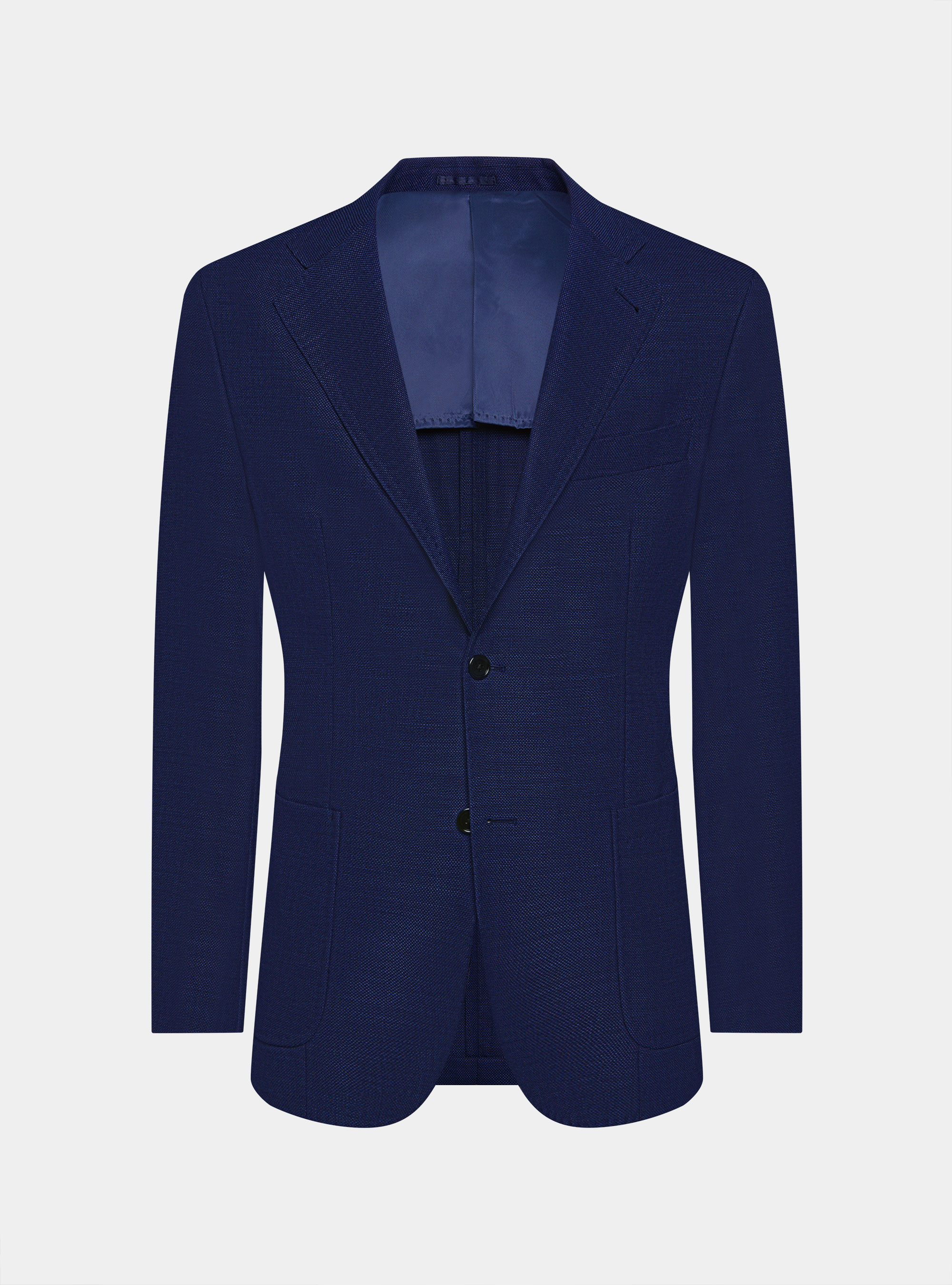 Micro-textured pure wool blazer, BLUE