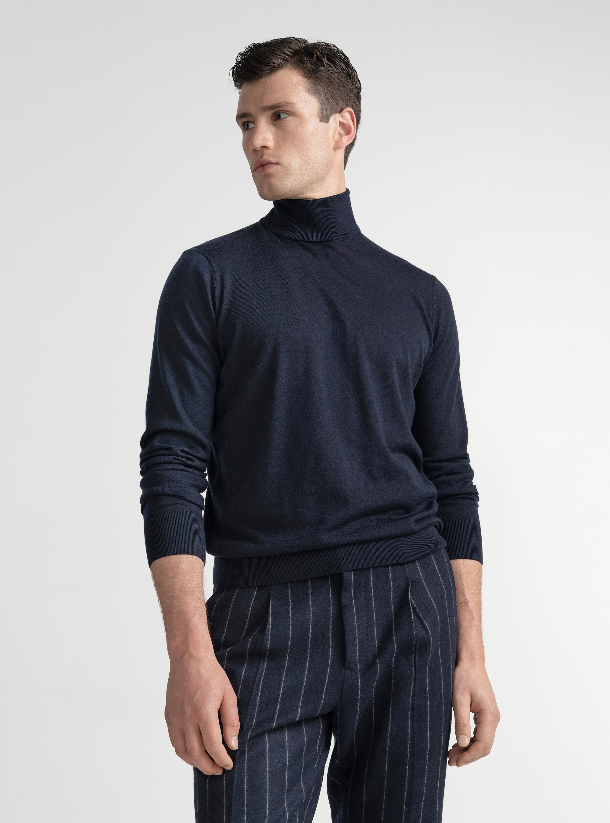 Cuello alto de pura lana merina extrafina, AZUL MARINO