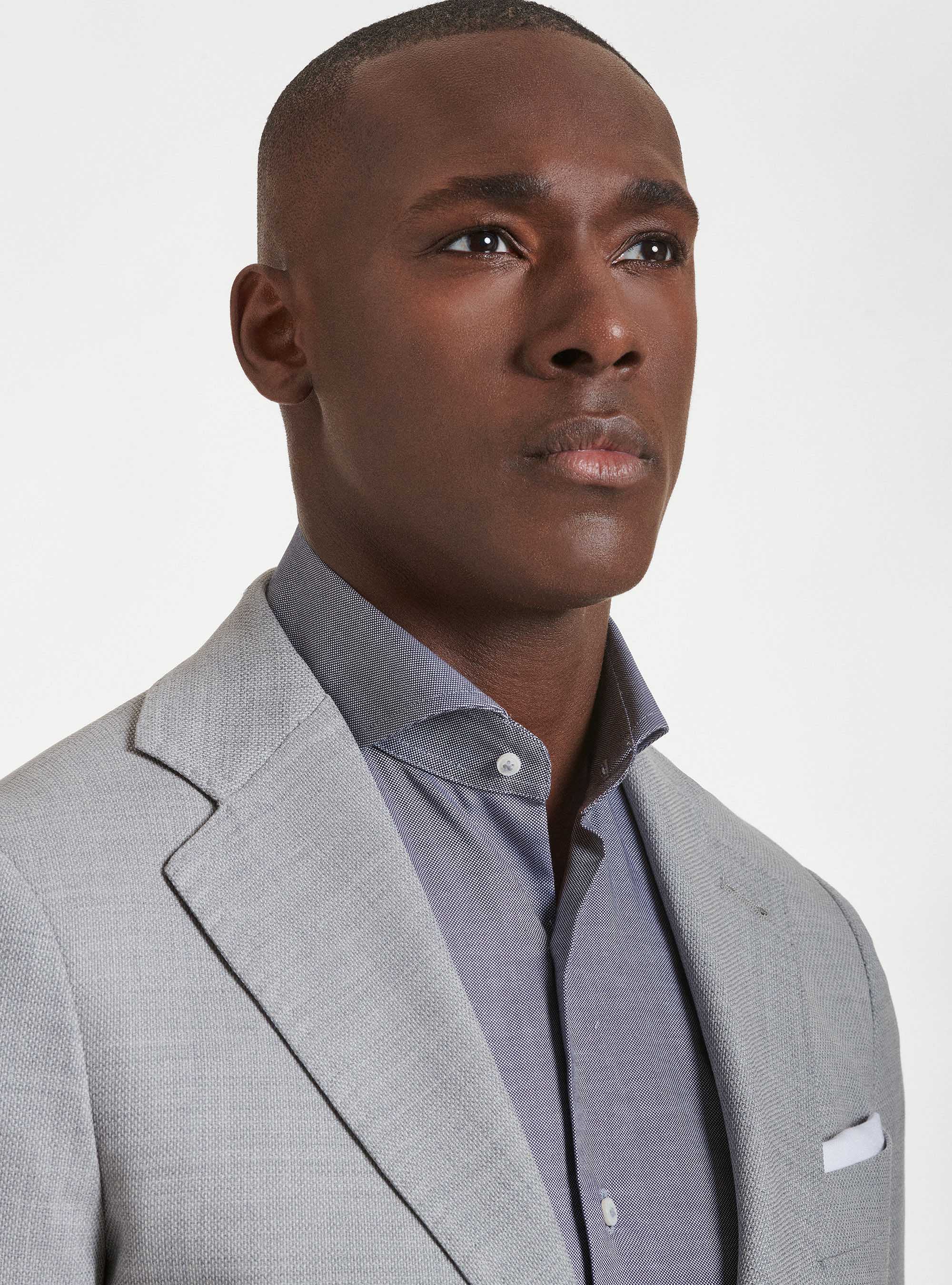 Giacca in pura lana hopsack, GRIGIO CHIARO