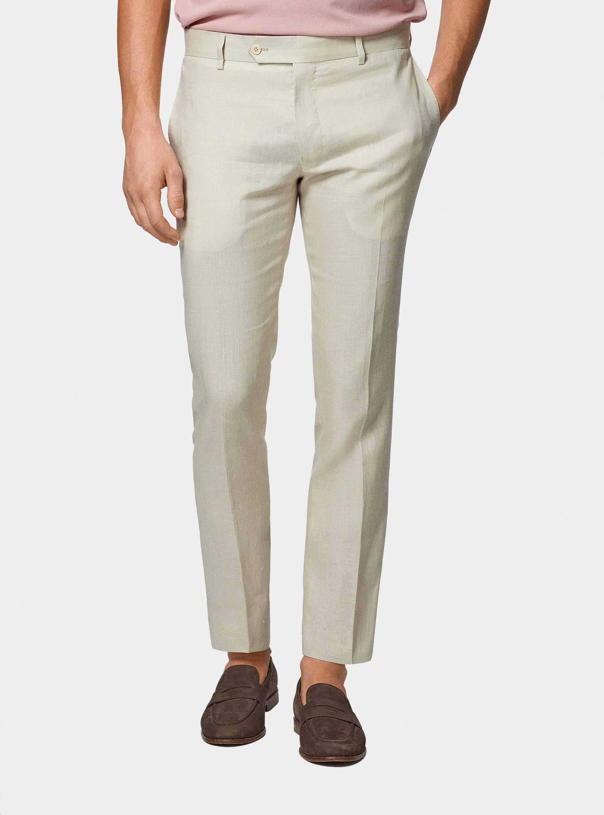 Pantaloni abito in puro lino, ECRU