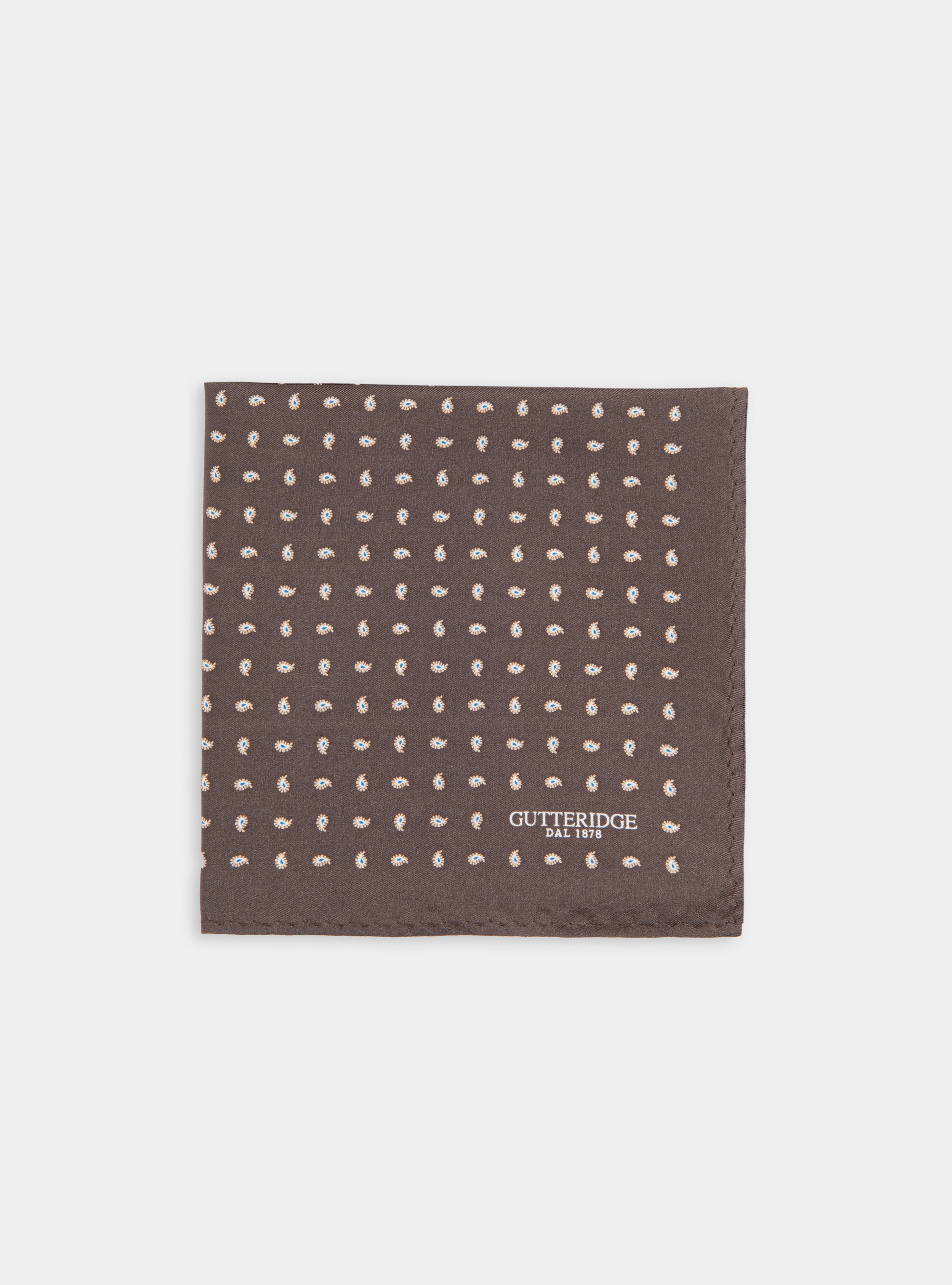 Pa&ntilde;uelo de seda con microestampado, MARRON