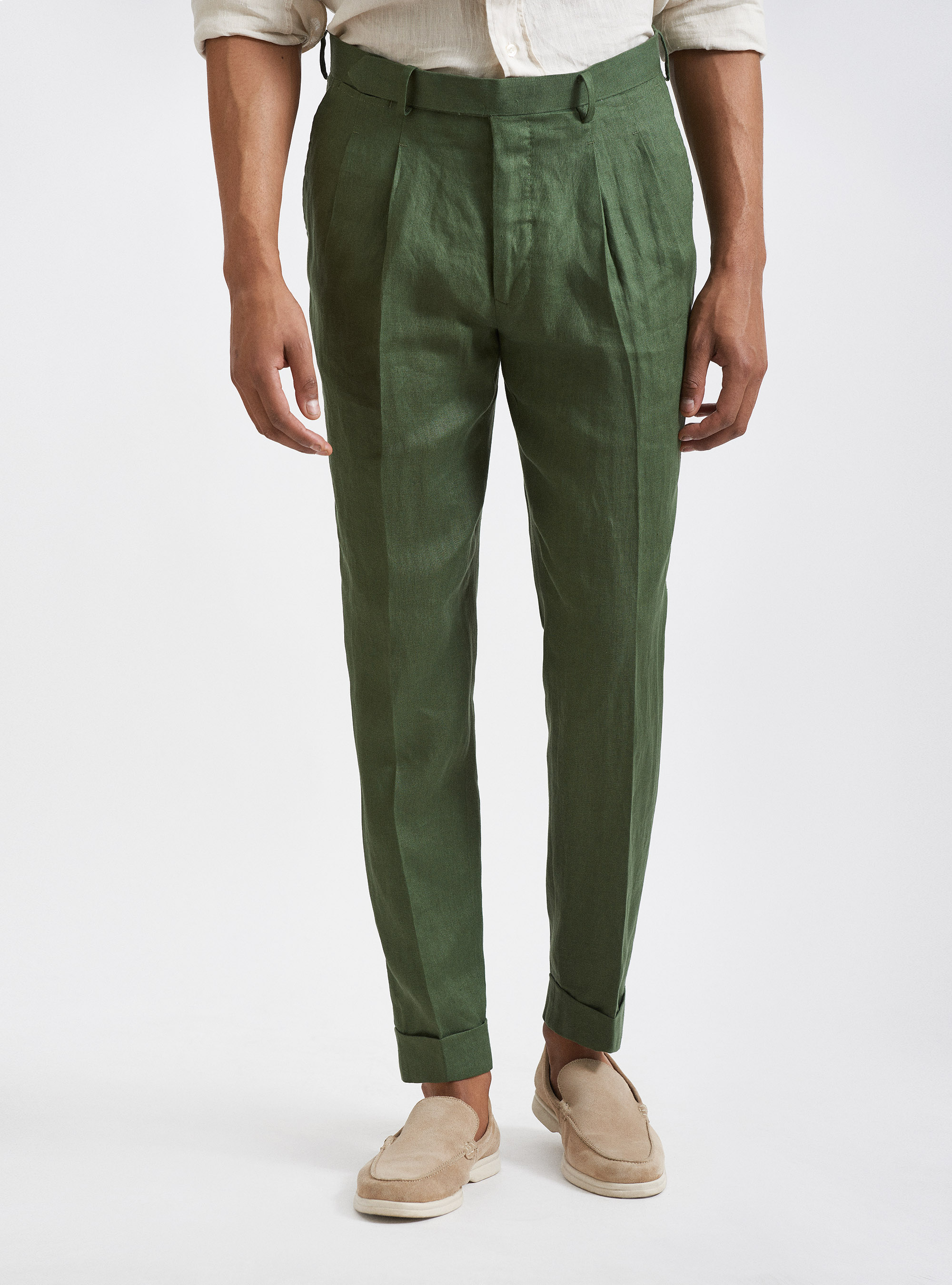 Pantaloni doppia pinces in puro lino | Gutteridge | Pantaloni Uomo