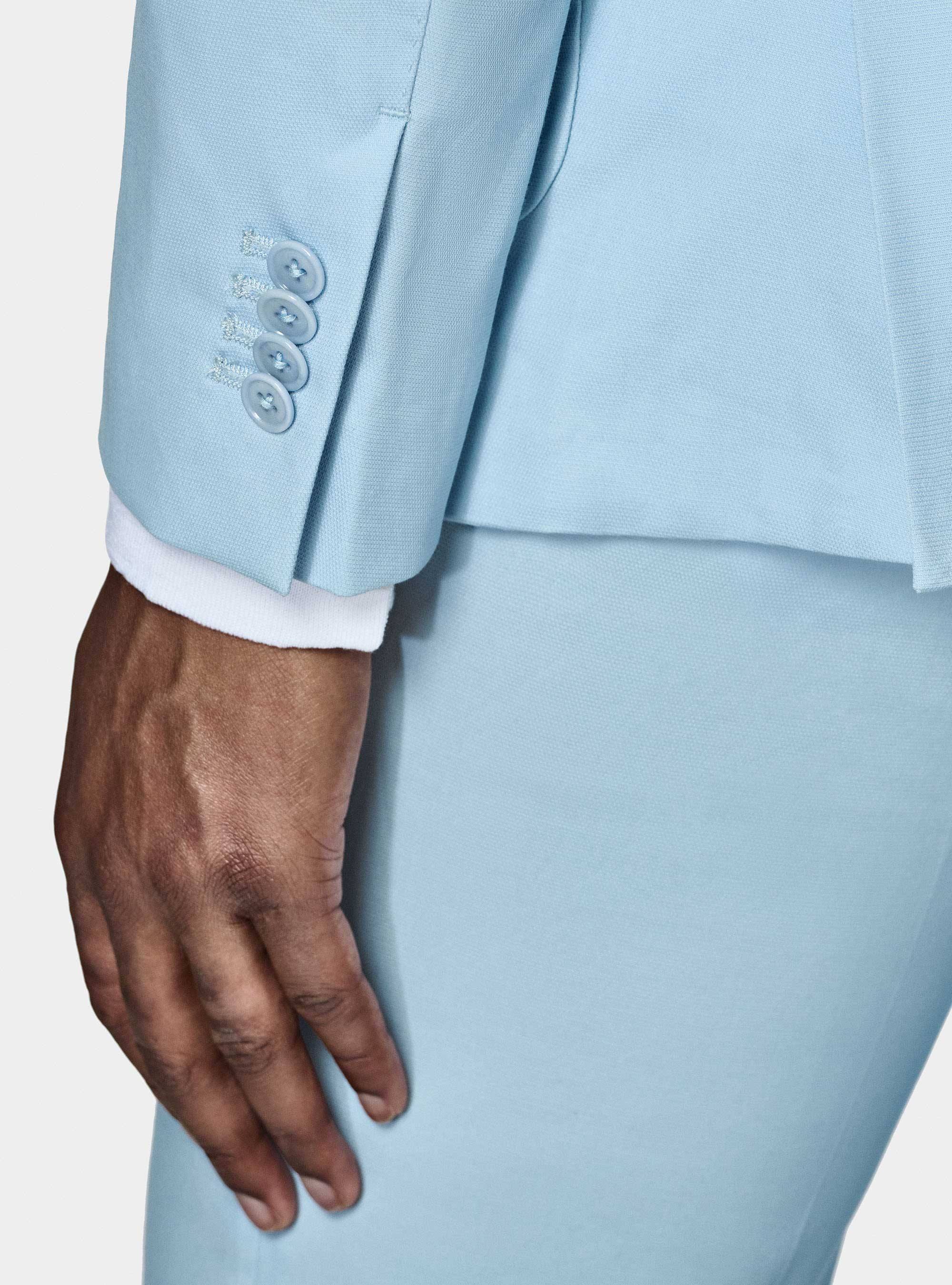 Giacca abito in cotone armaturato, AZZURRO