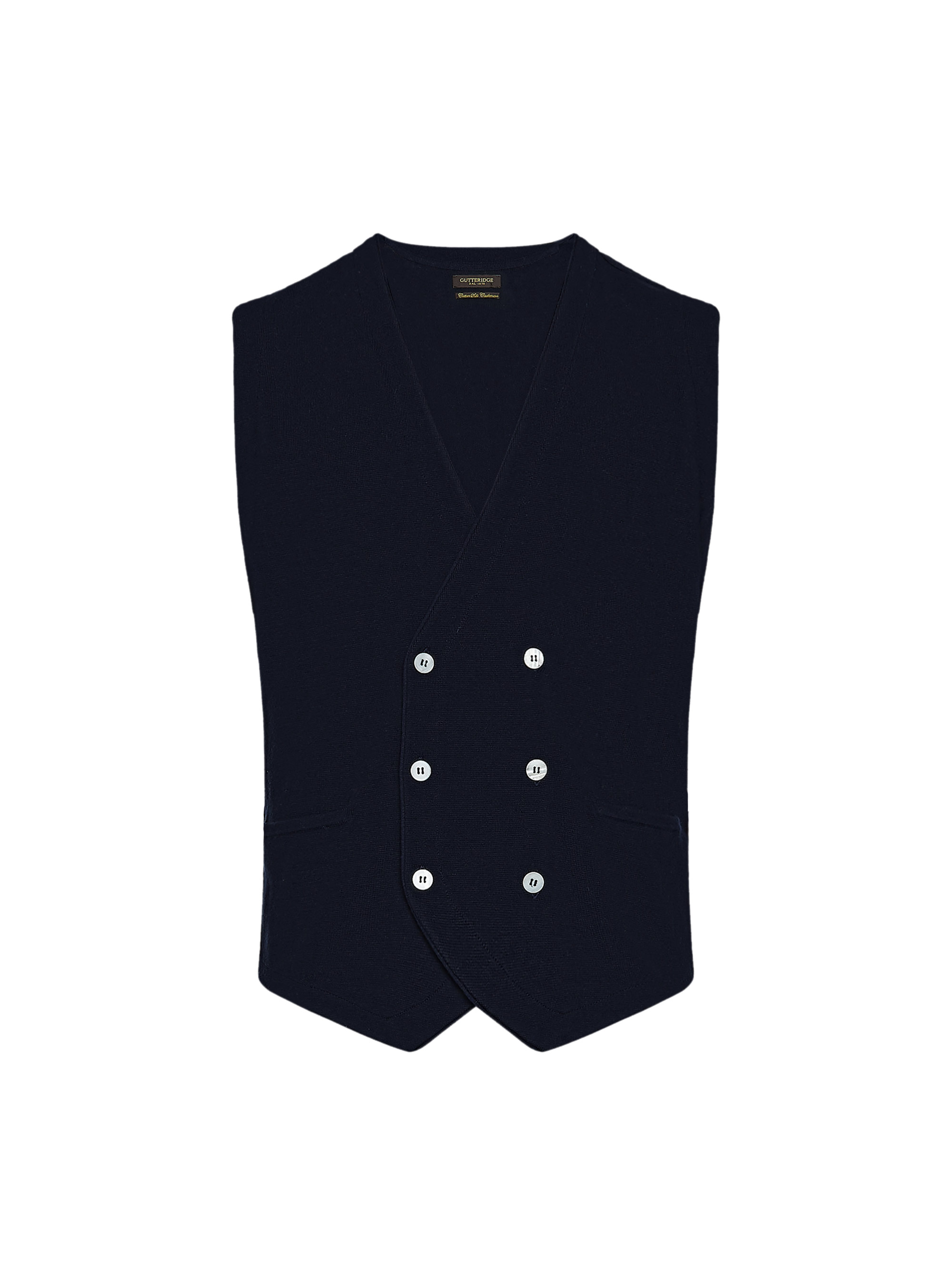 Gilet doppiopetto in maglia in cotone seta e cashmere, BLU NAVY