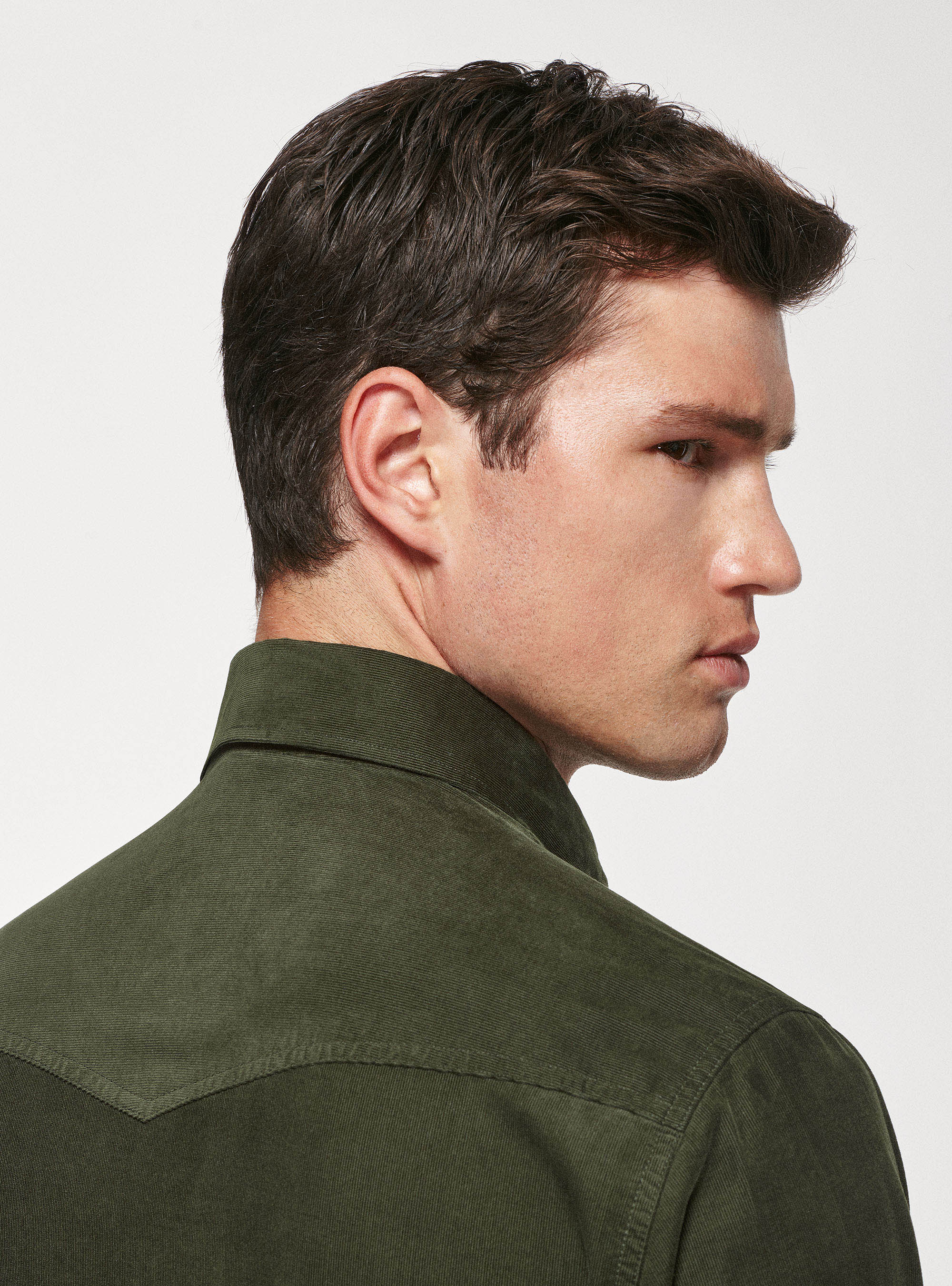 Camicia in velluto con tasche, MILITARE 0609C