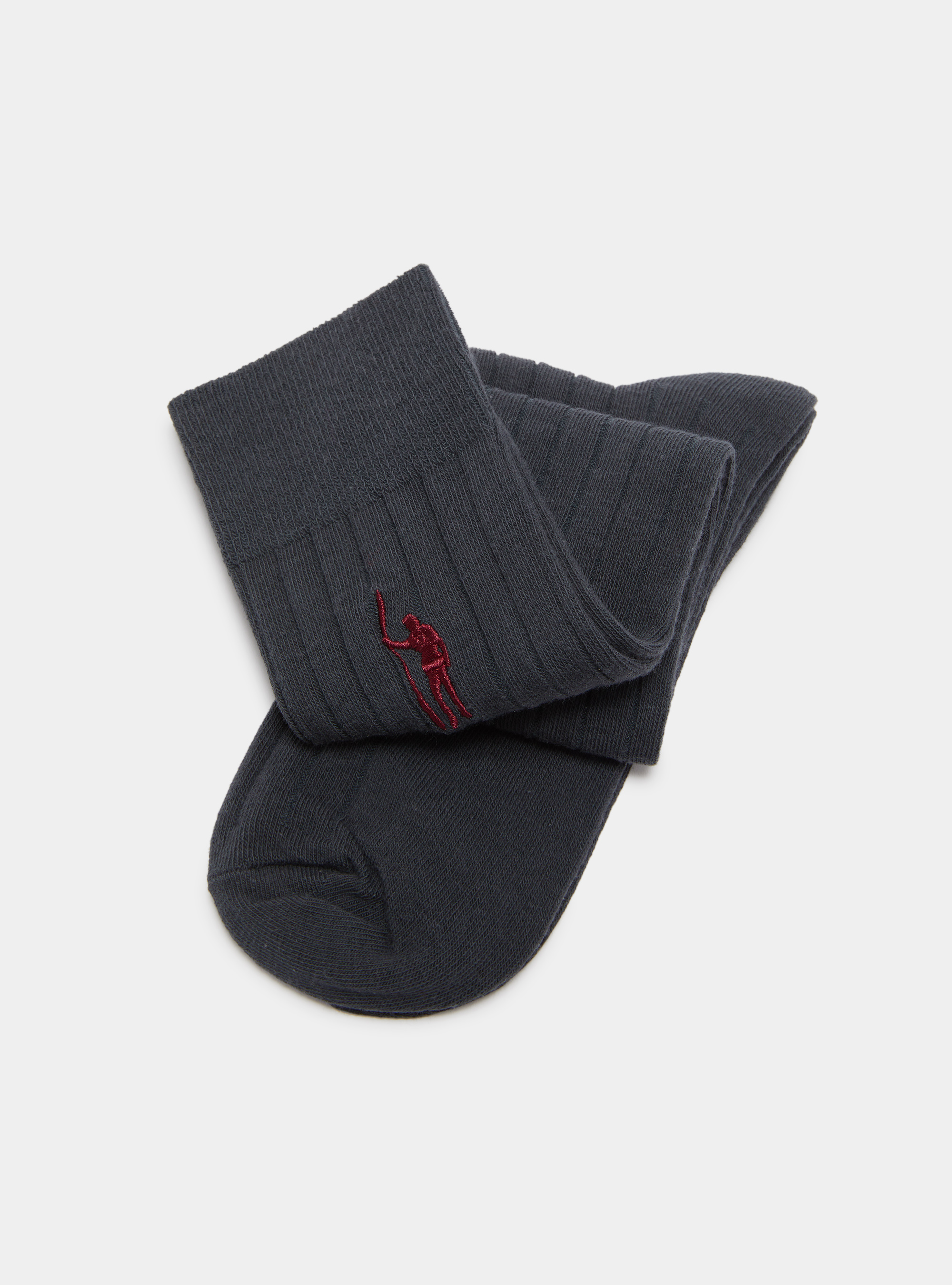 Calcetines de canal&eacute; con bordado, GRIS MARENGO