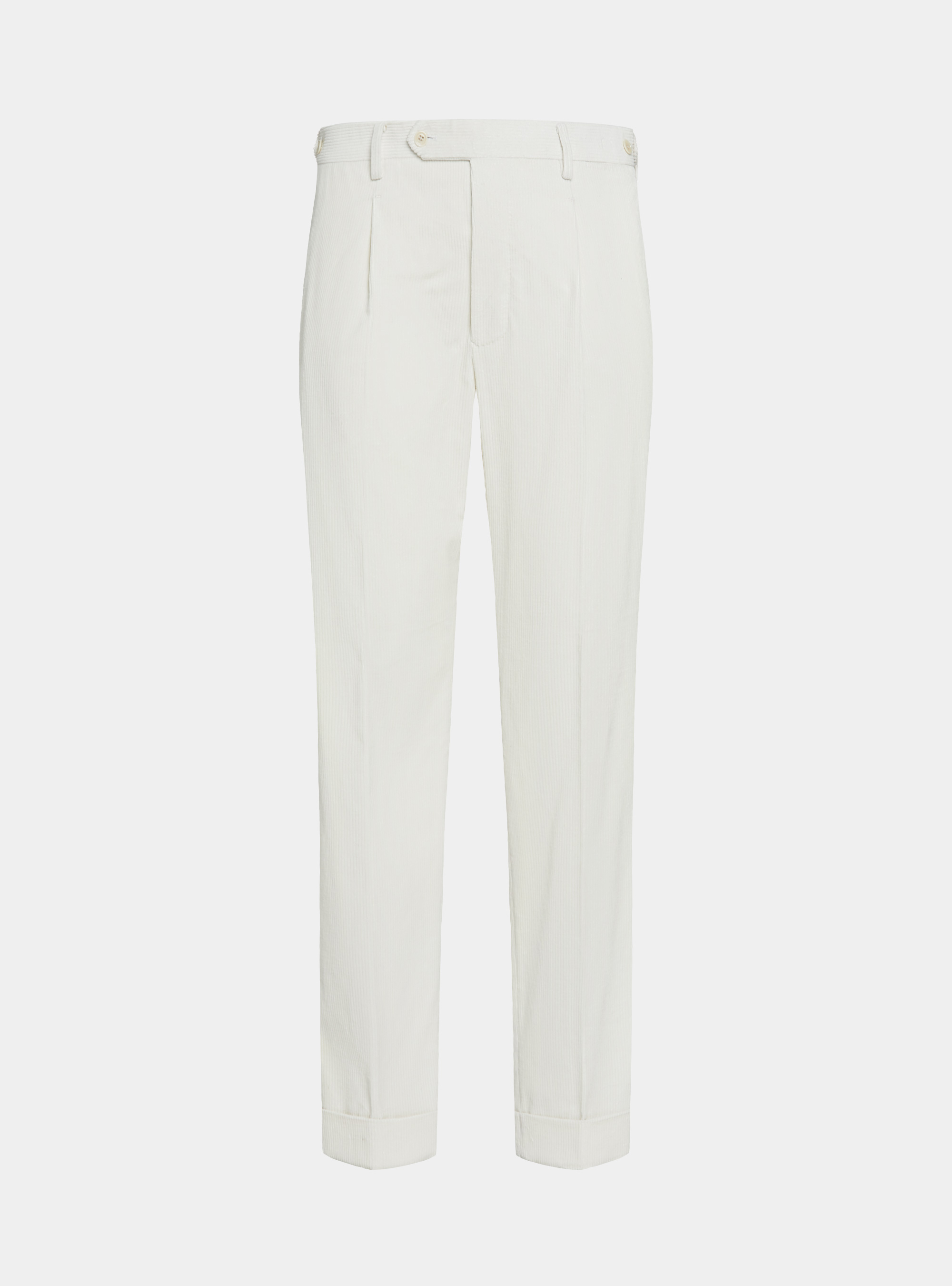 Pantaloni con pince in velluto Duca Visconti di Modrone, PANNA