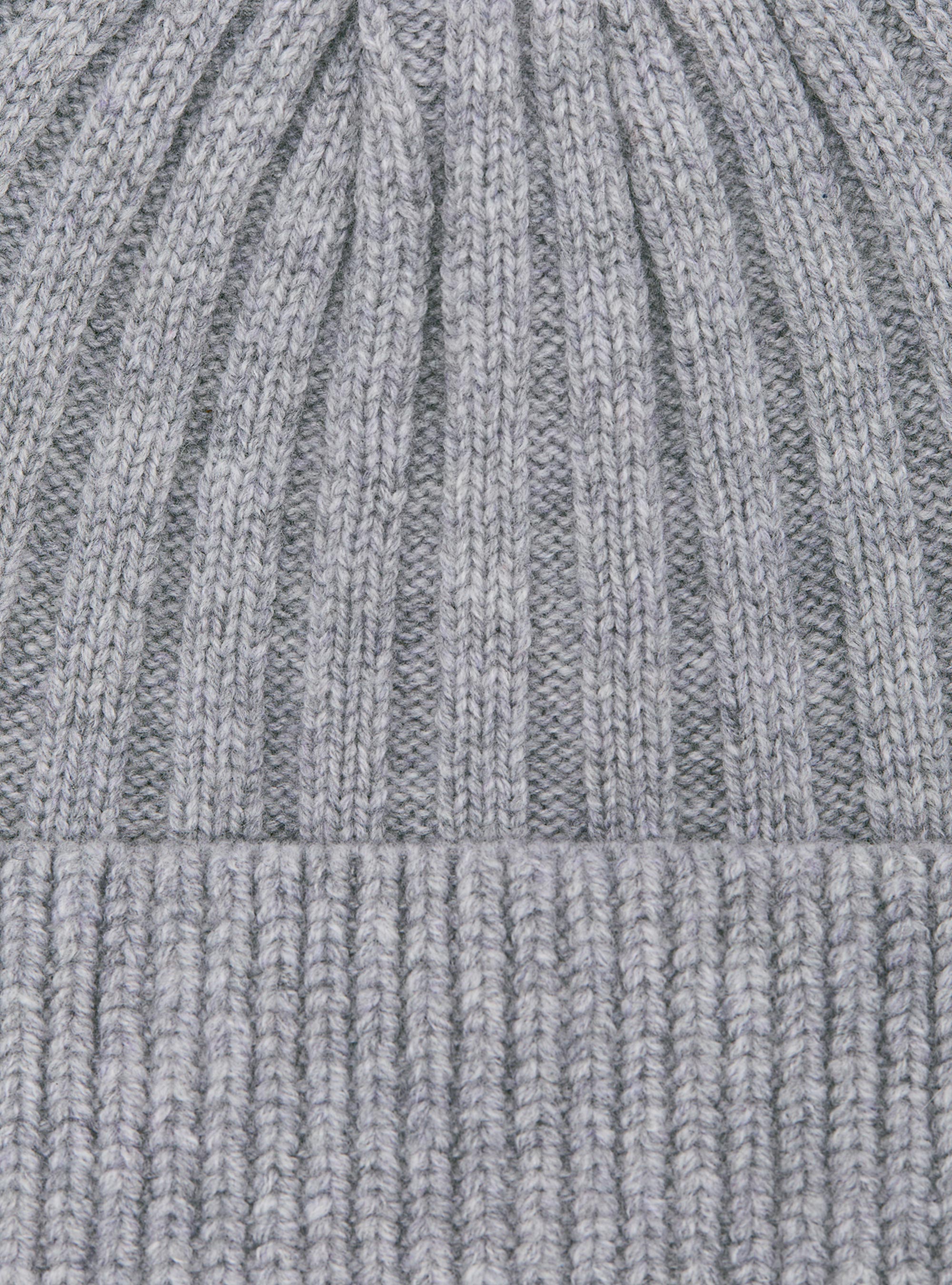 Cappello a costa inglese in misto cashmere, GRIGIO MELANGE 0151C