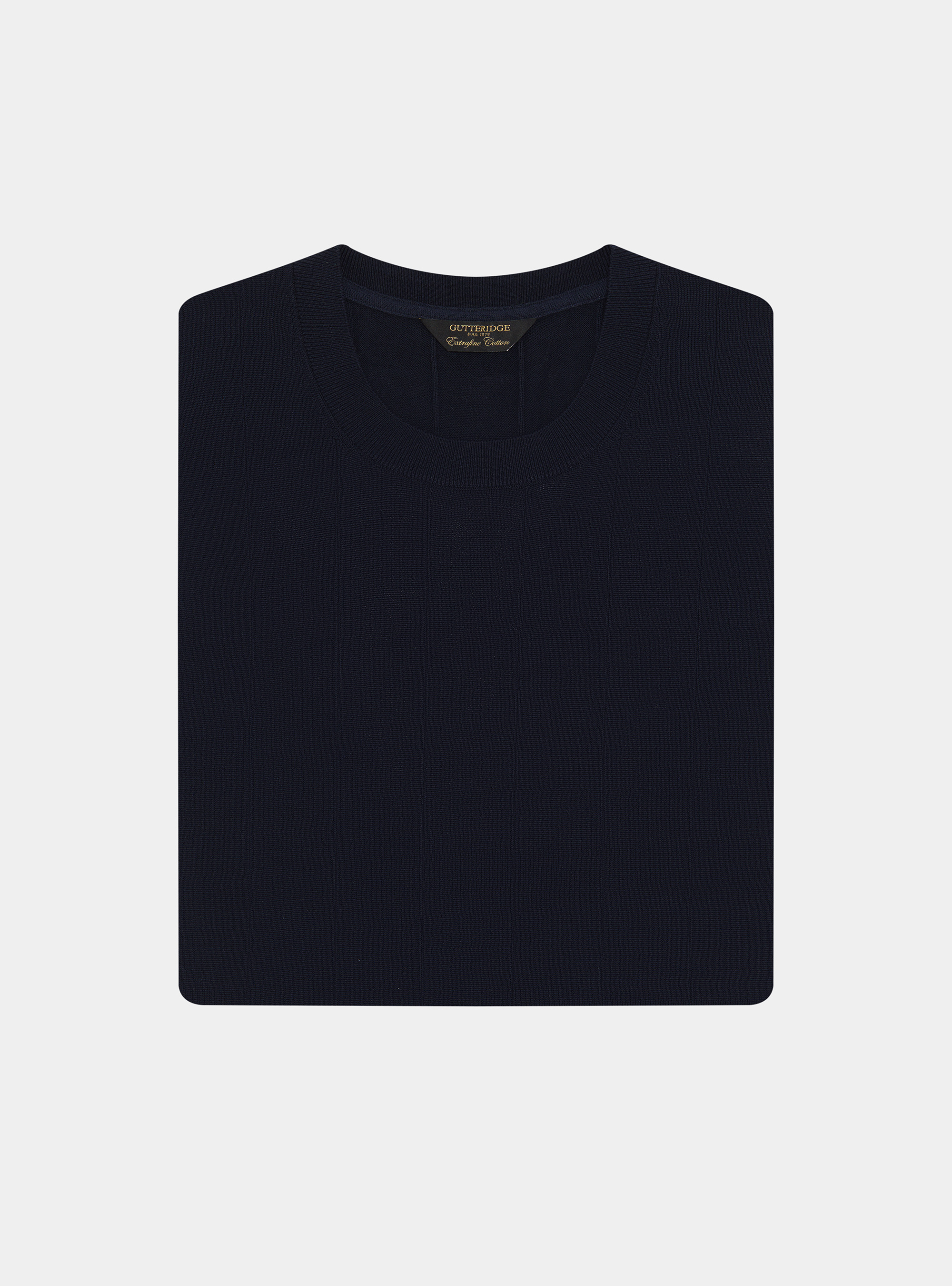 Maglia in puro cotone costa piatta, BLU NAVY