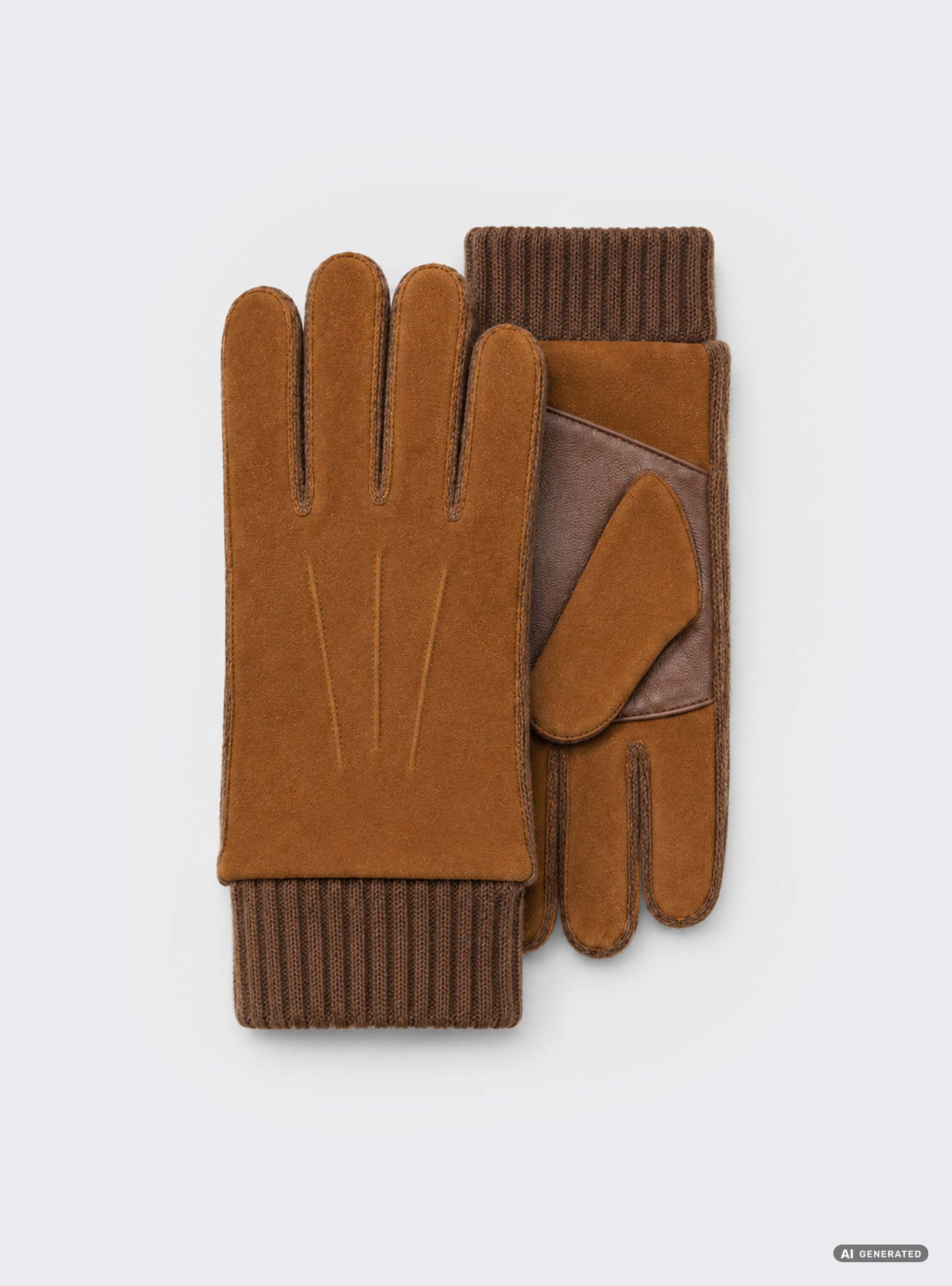 Guantes de ante e mezcla de lana, MULTICOLORE