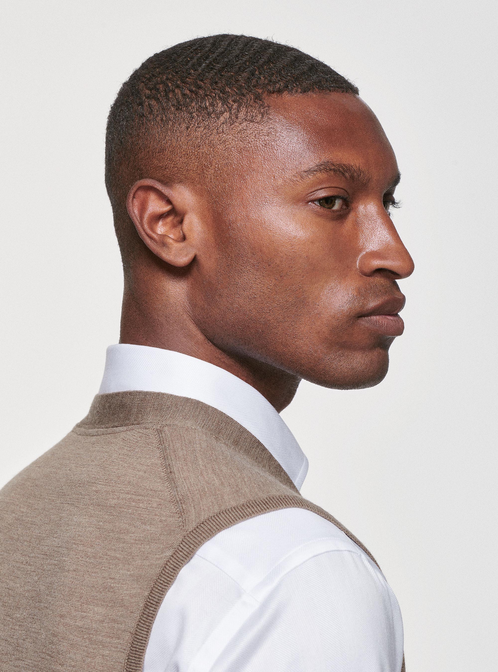 Gilet in maglia in pura lana merino, FANGO