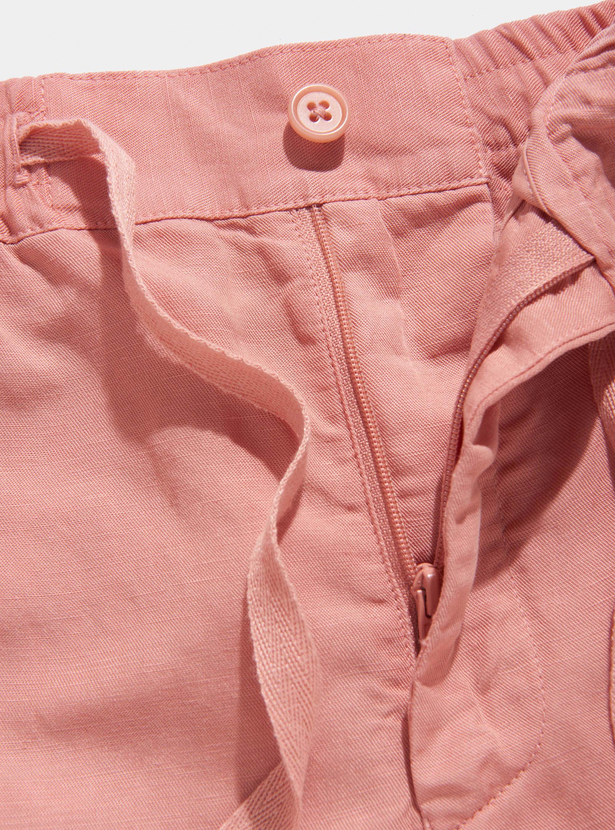 Bermudas de mezcla de lino con cord&oacute;n, ROSA