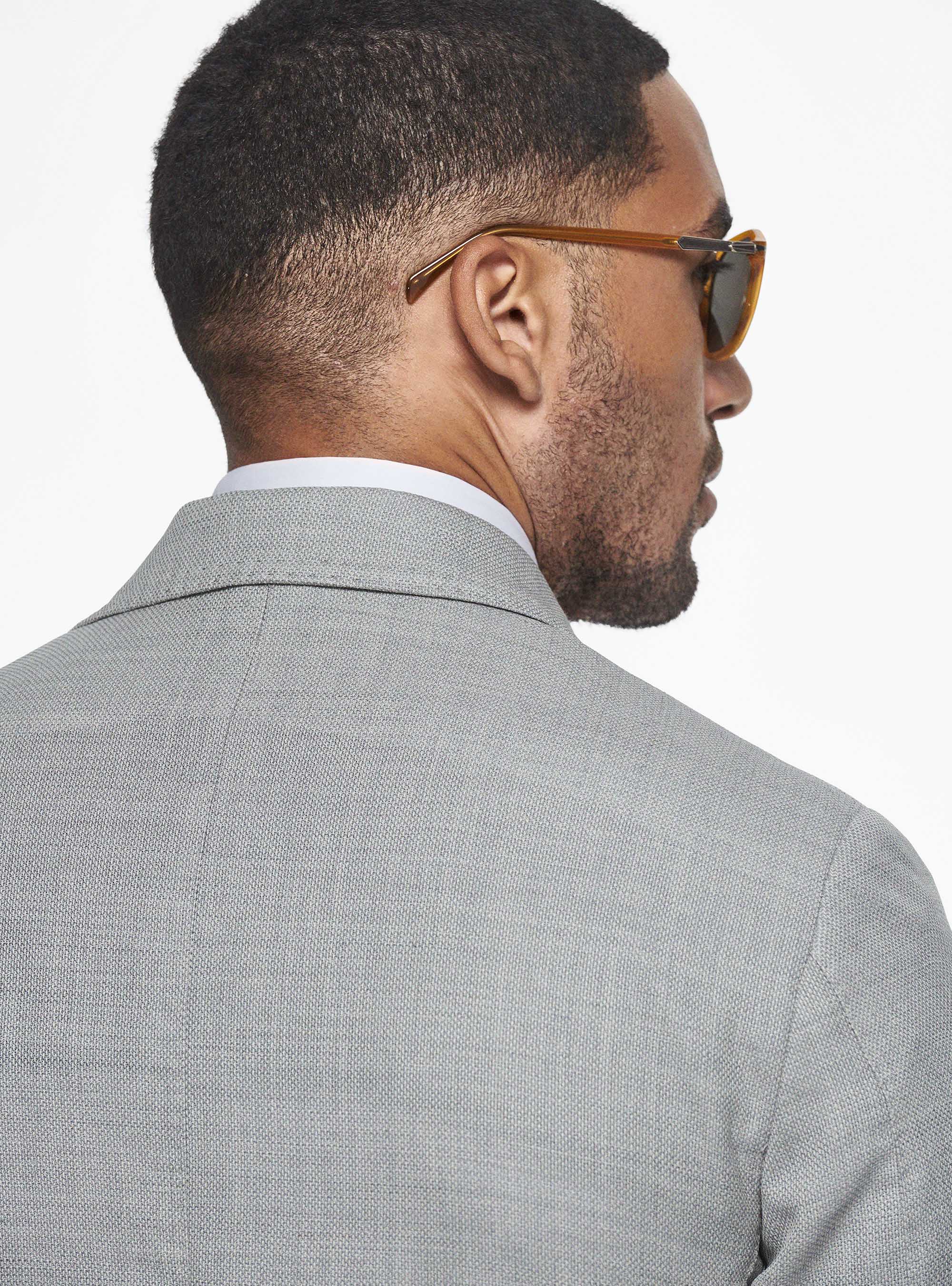 Micro-textured wool blazer, GREY