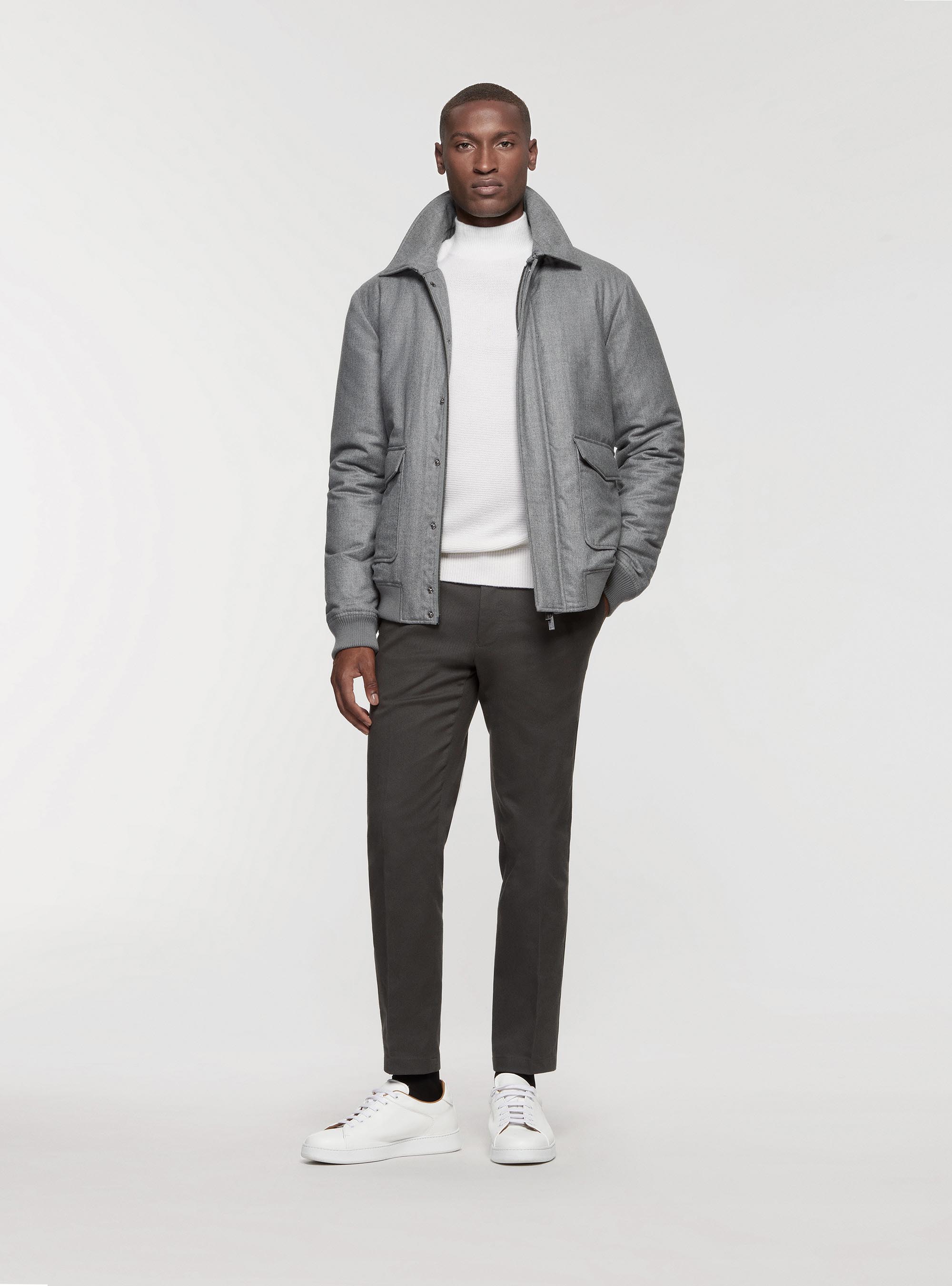 Bomber in flanella, GRIGIO CHIARO MELANGE