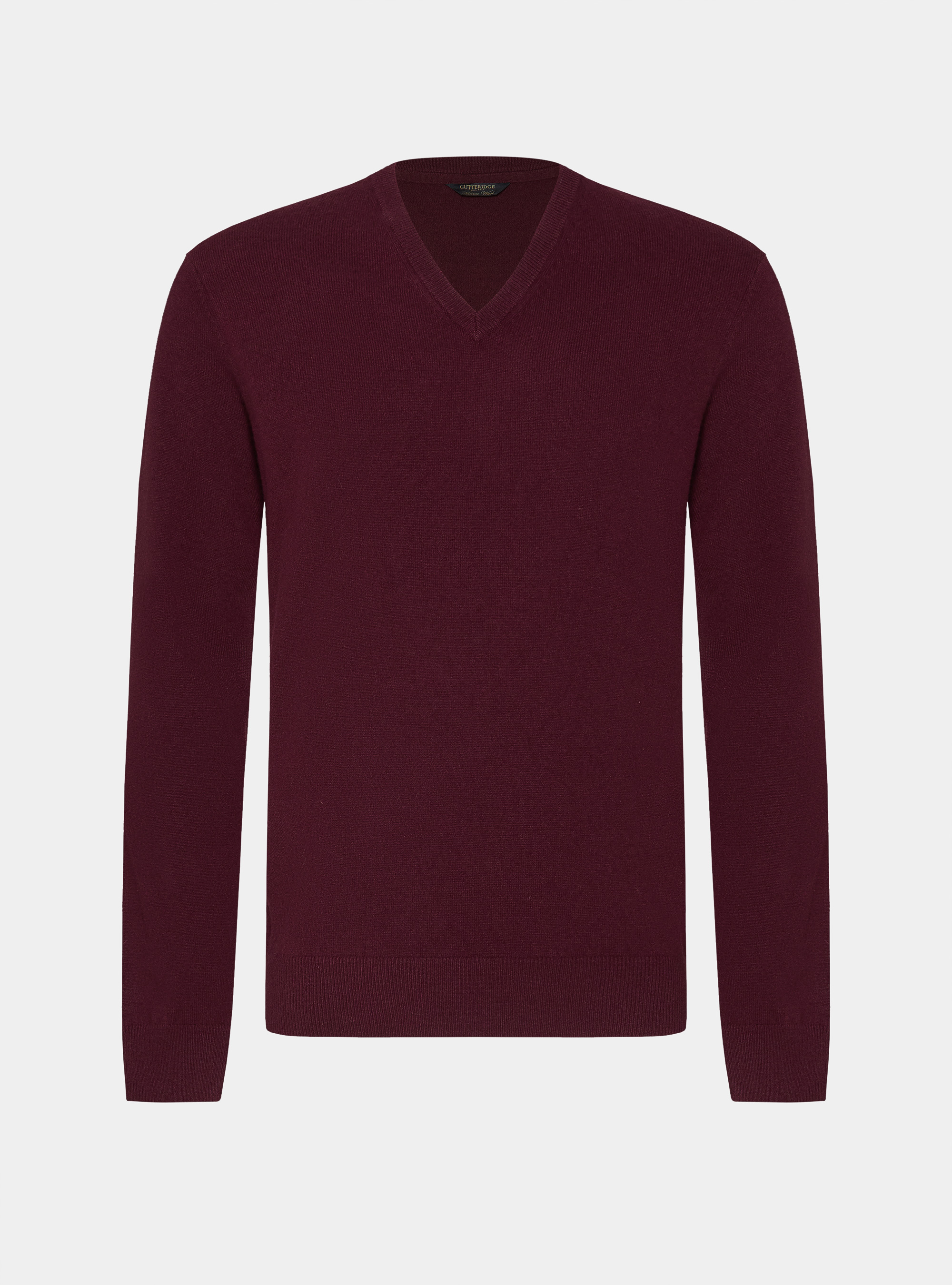 Merino wool V-neck sweater, BORDEAUX