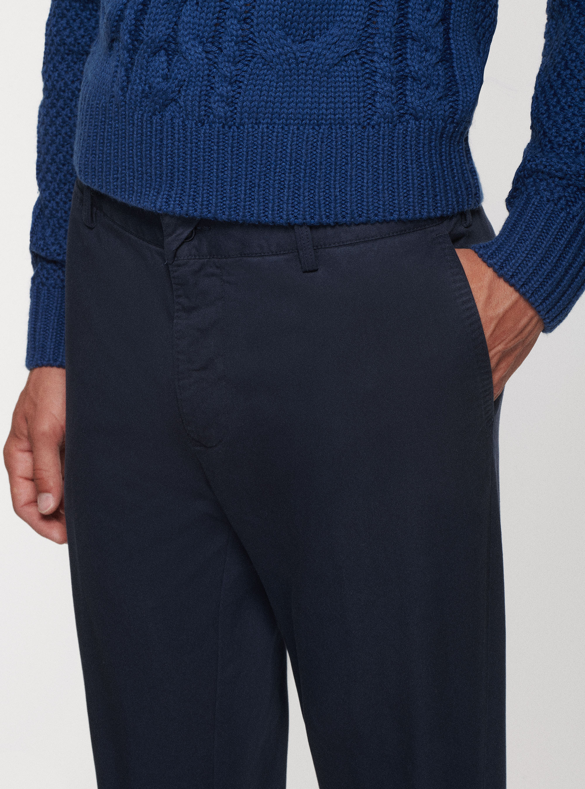 Pantaloni in twill stretch, BLU NAVY