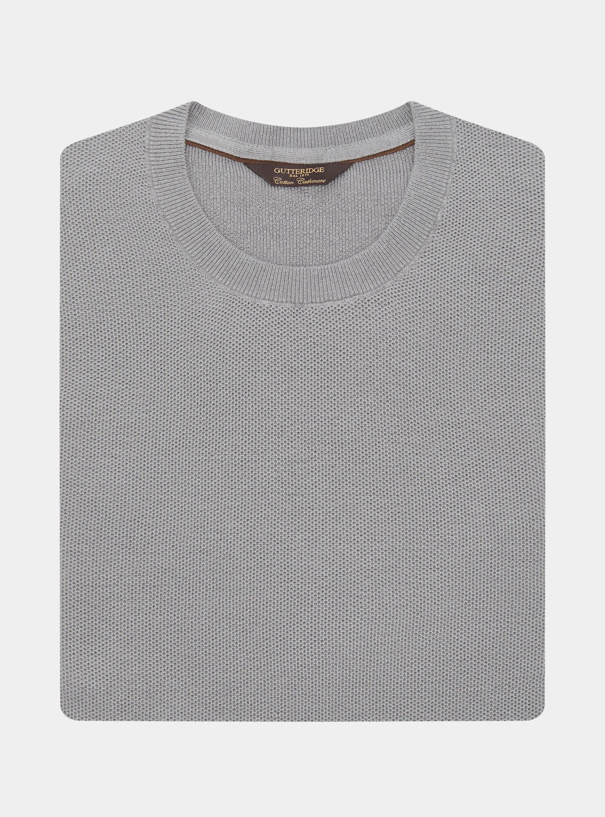 Trikot mit Rundhalsausschnitt aus Baumwolle und Kaschmir mit Wabenmuster, GRIGIO 0120C