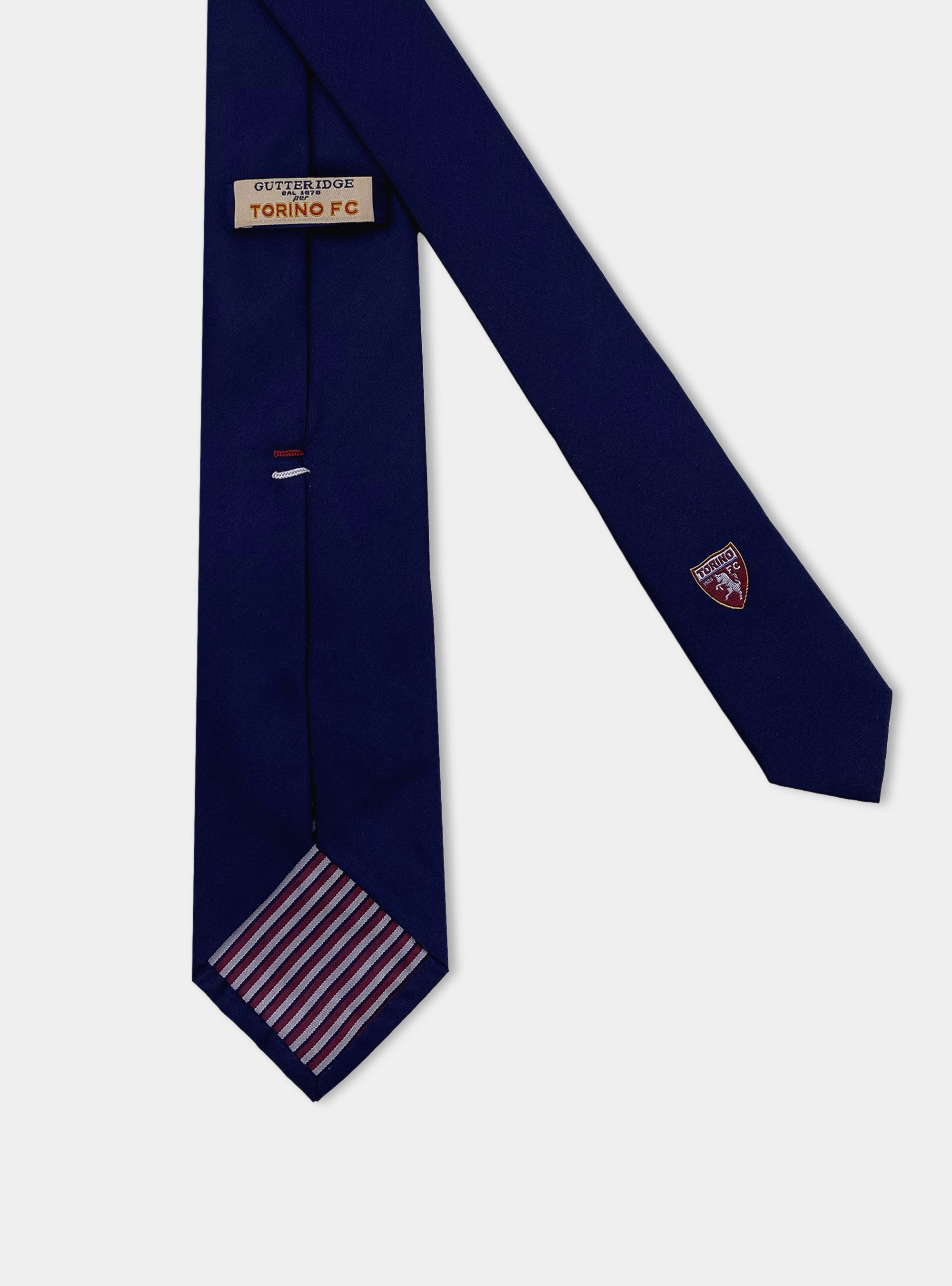 Pure silk tie with bull embroidery, NAVY BLUE