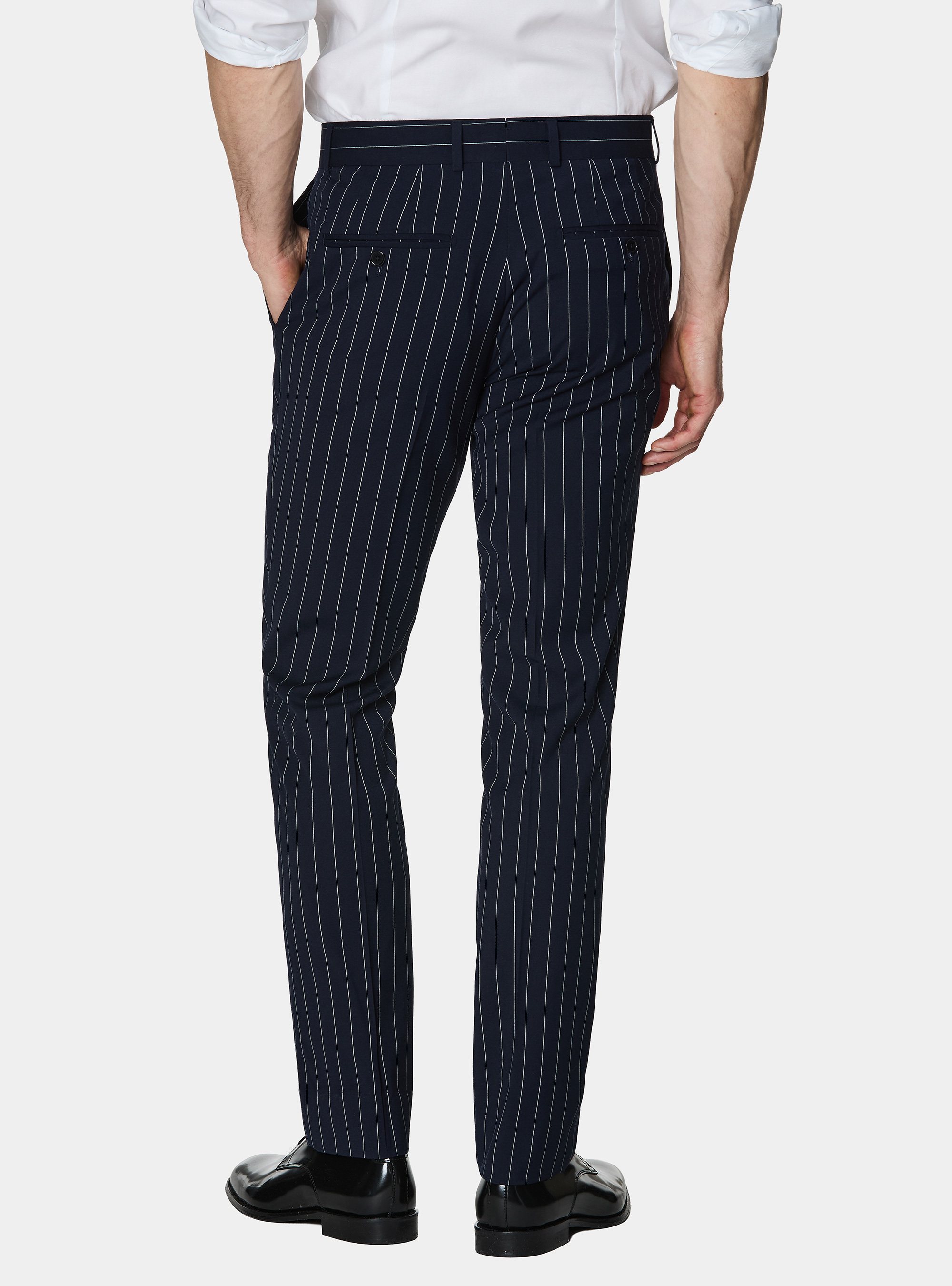 Pinstripe suit trousers, NAVY BLUE