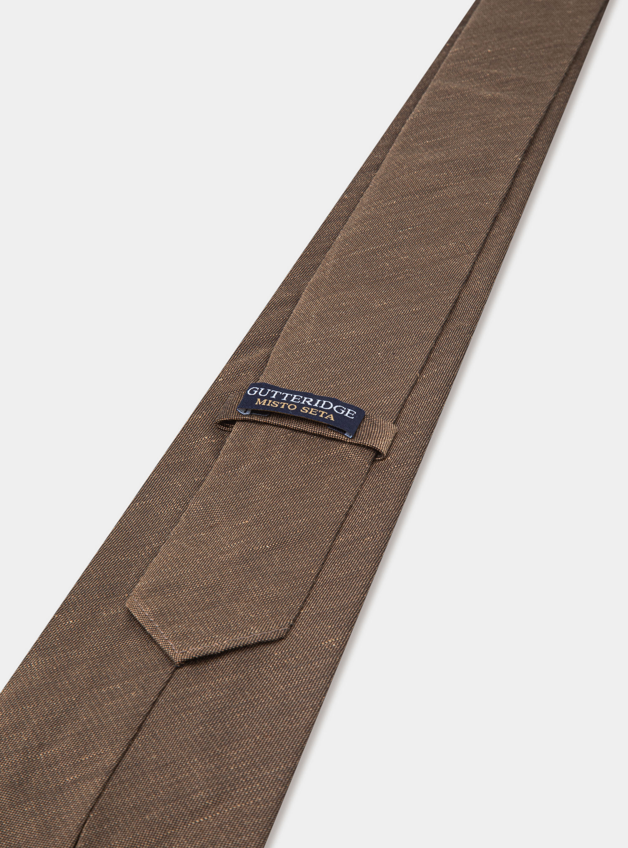 Cravatta in seta e lino, MARRONE