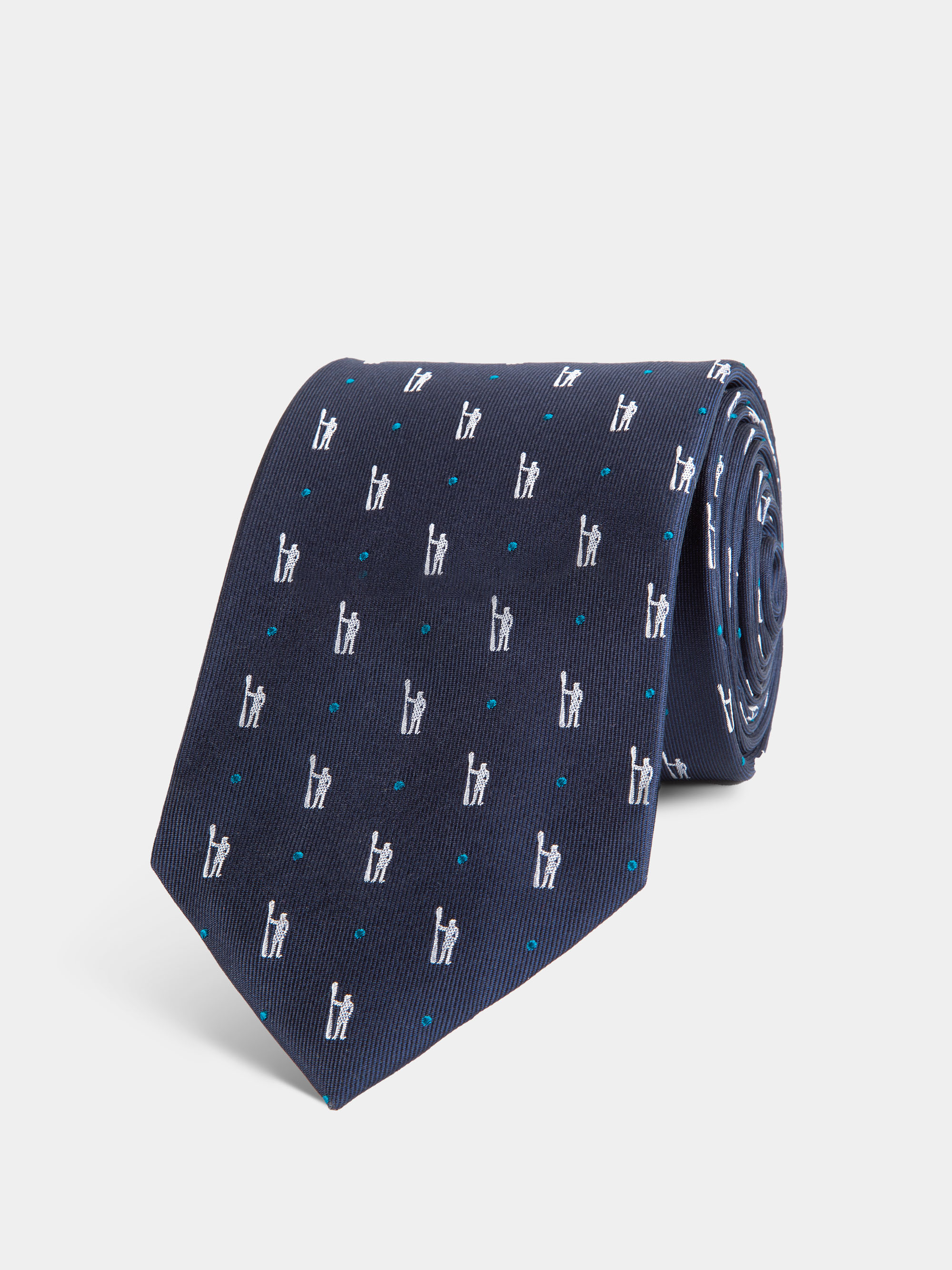 Cravatta in seta con logo, BLU NAVY