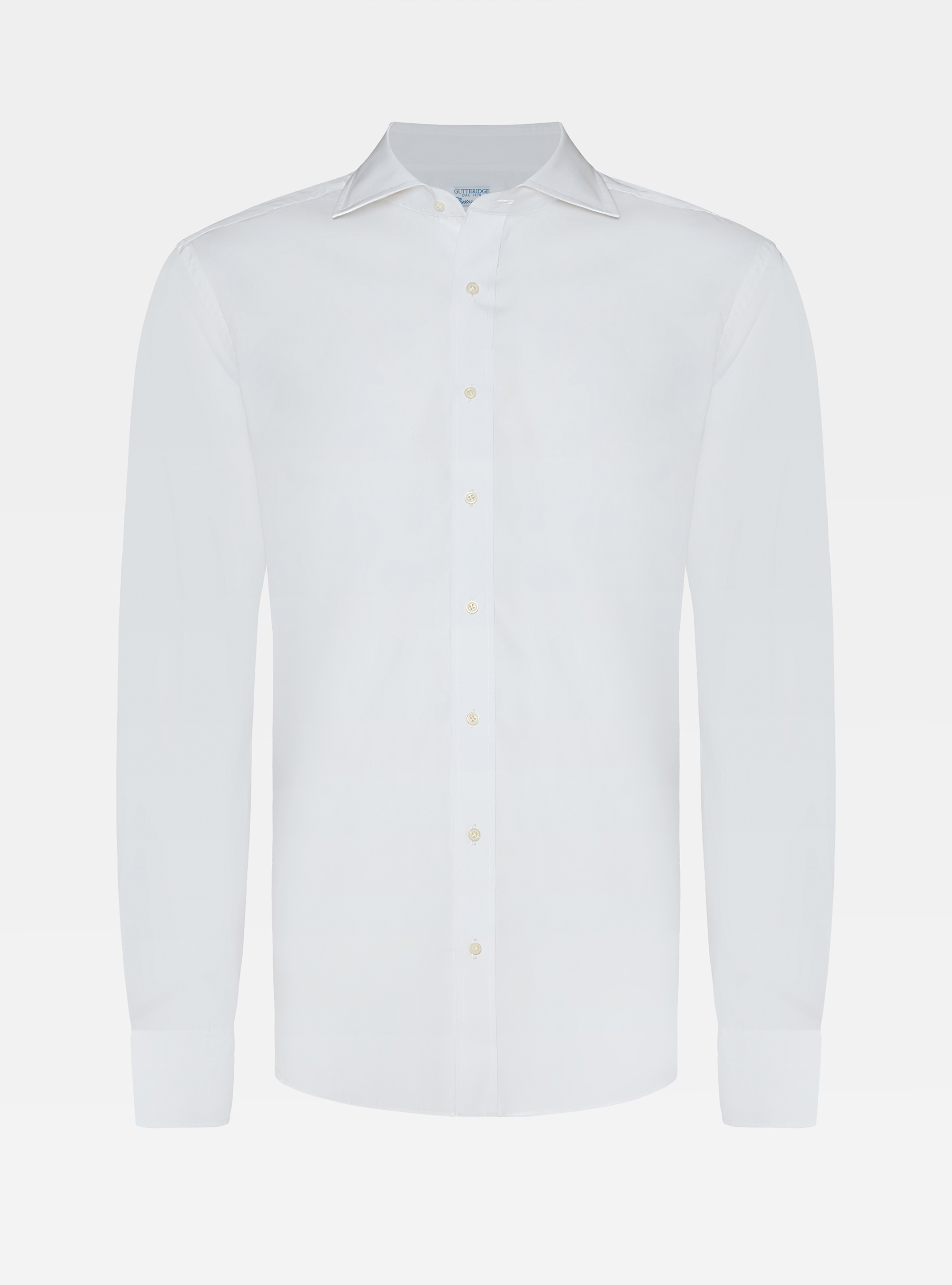 Camicia confort popeline di cotone collo semifranc, WHITE