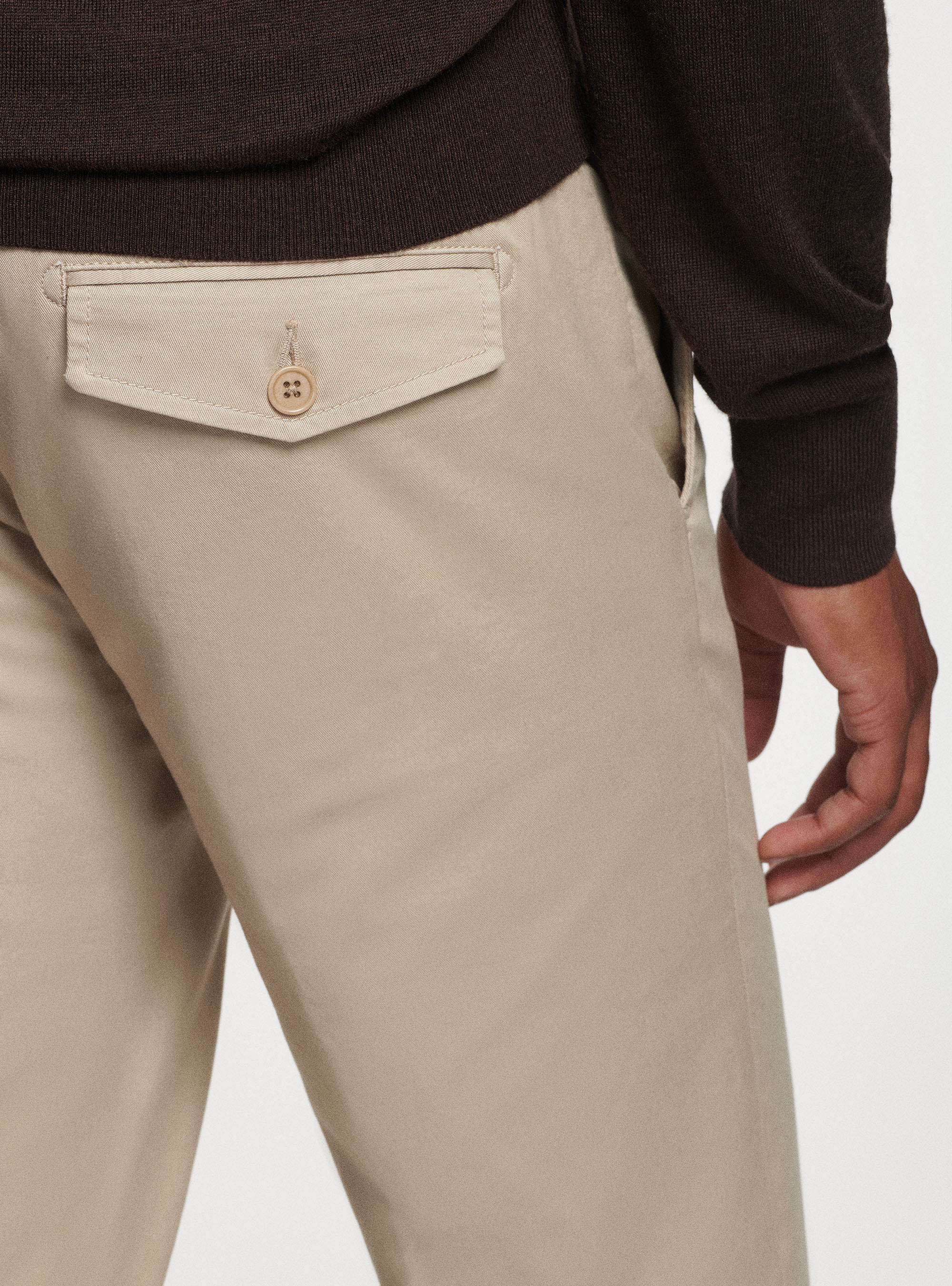 Stretch twill trousers, ECRU