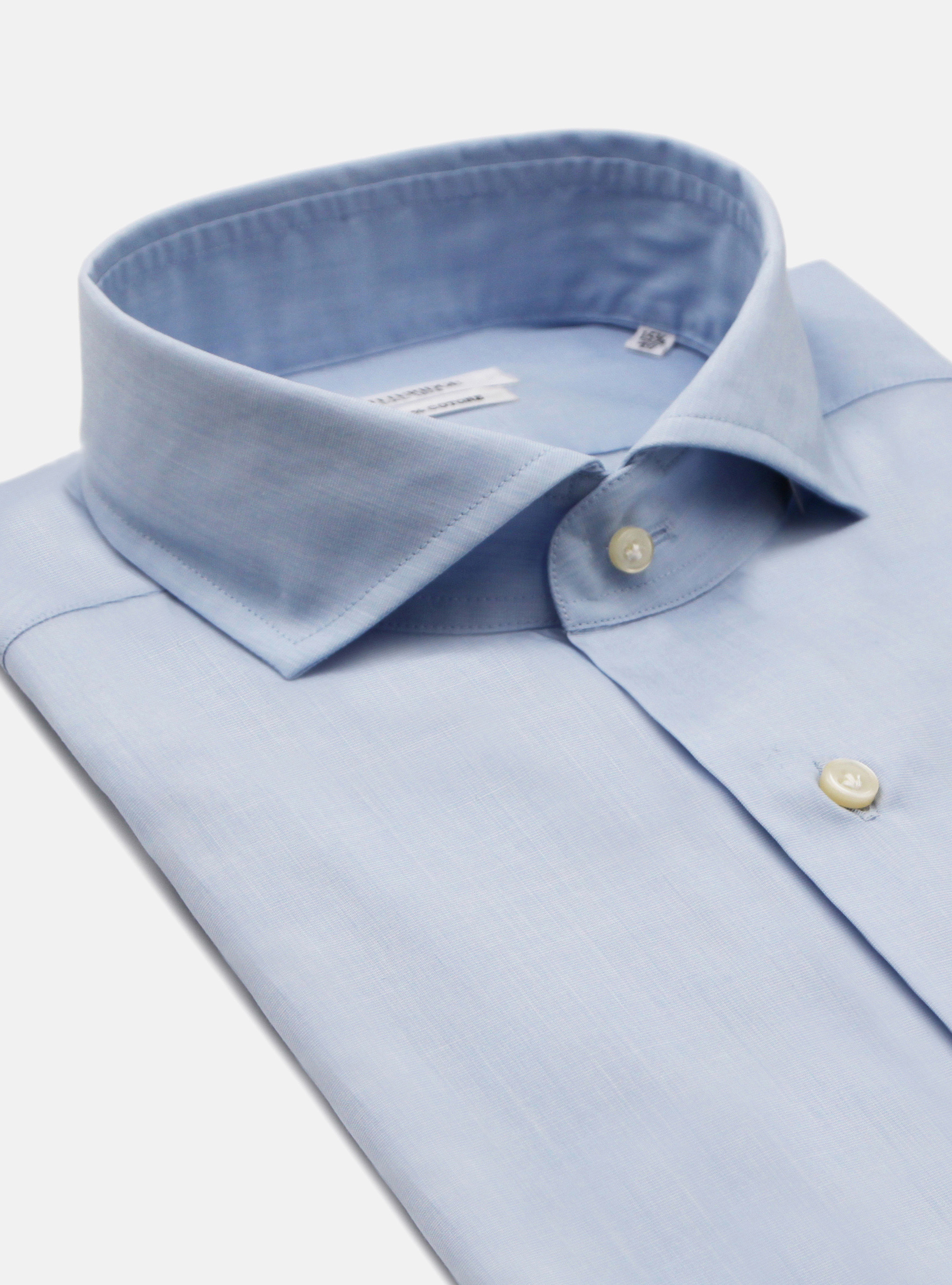 Cotton shirt with french collar, LIGHT BLUE