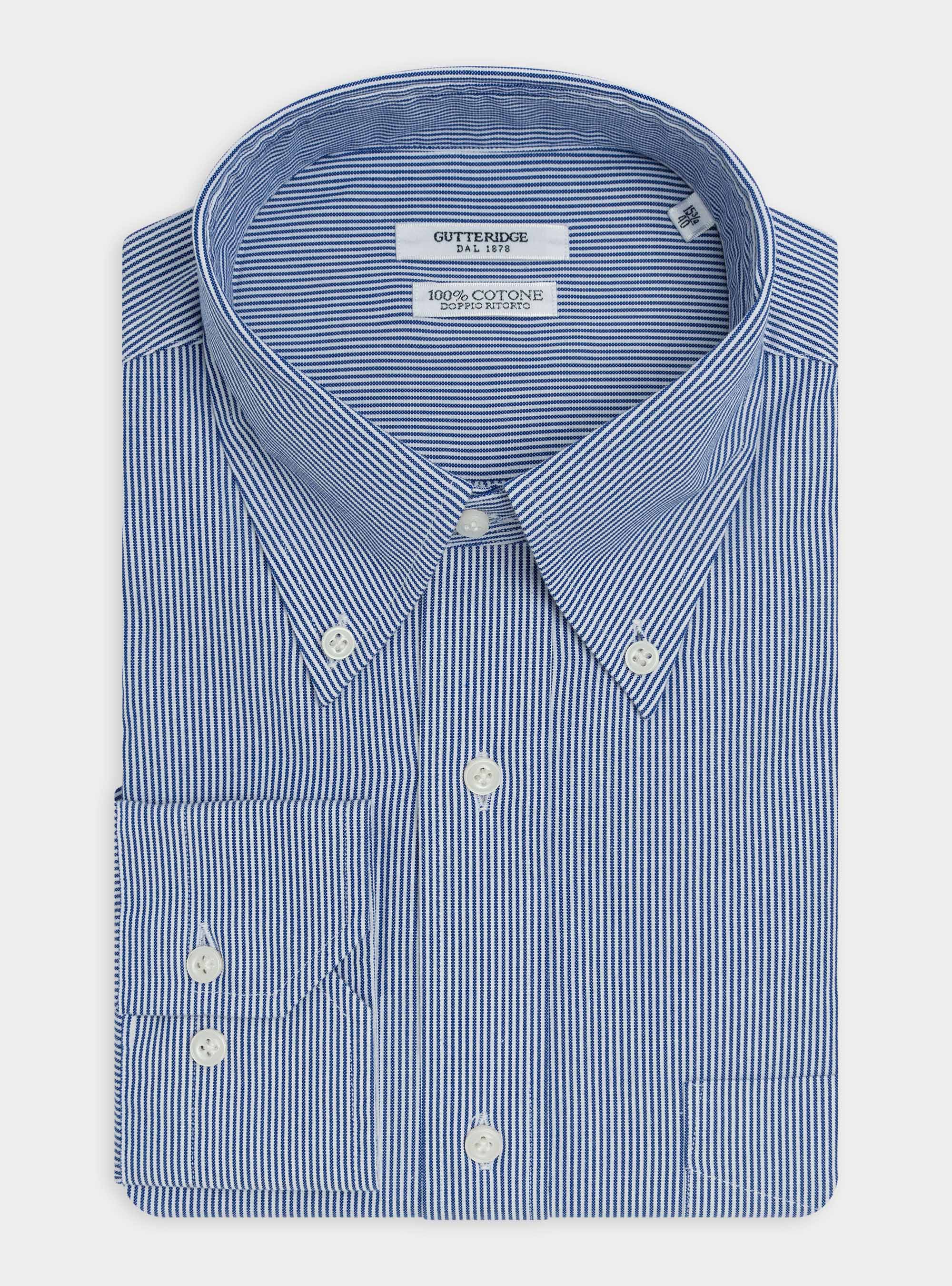 Camicia collo button down in oxford di cotone doppio ritorto