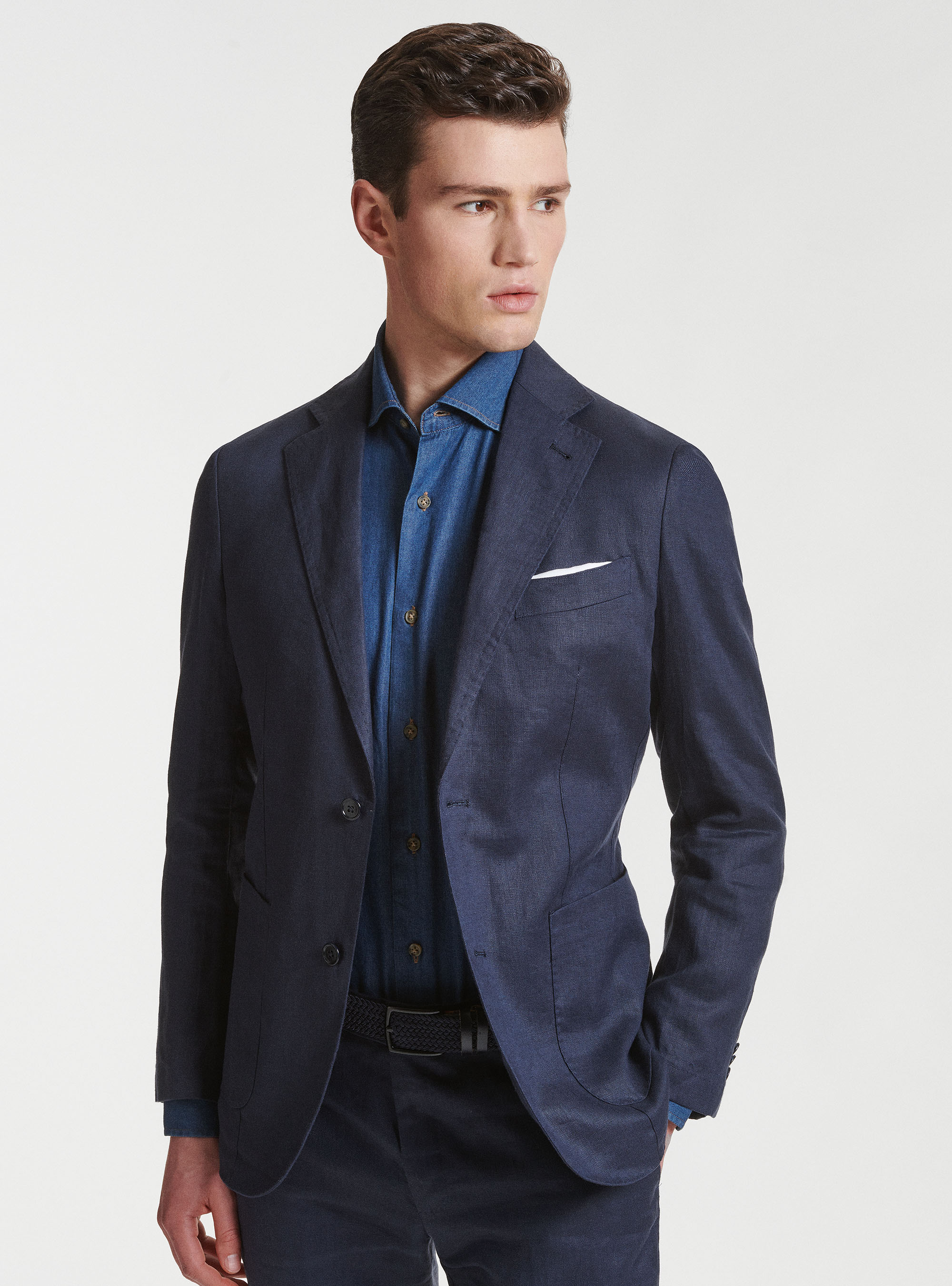 Gutteridge - Giacca per abito in puro lino, Unisex, Blu Navy, Taglia: 44