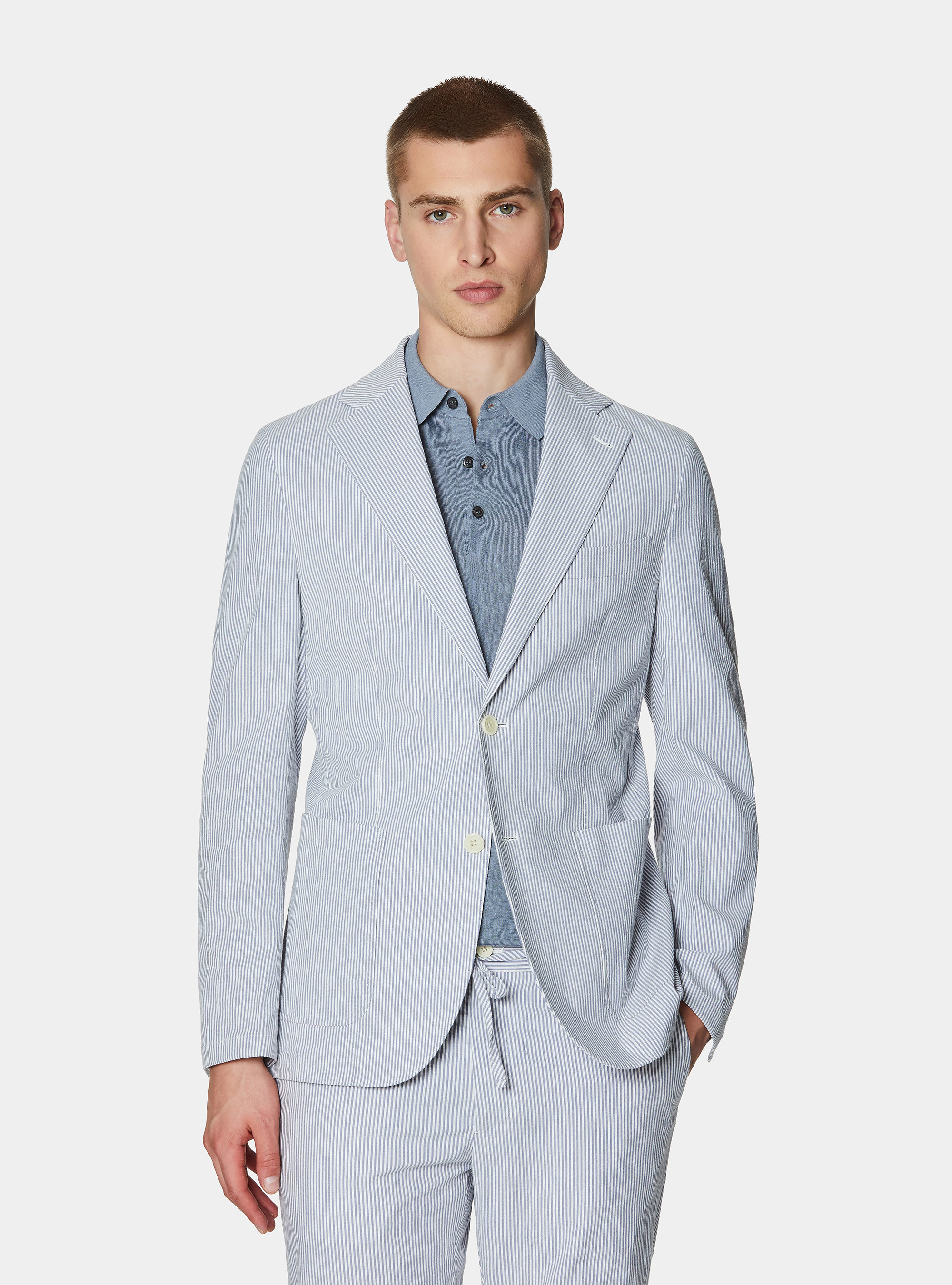 Giacca in cotone seersucker rigato