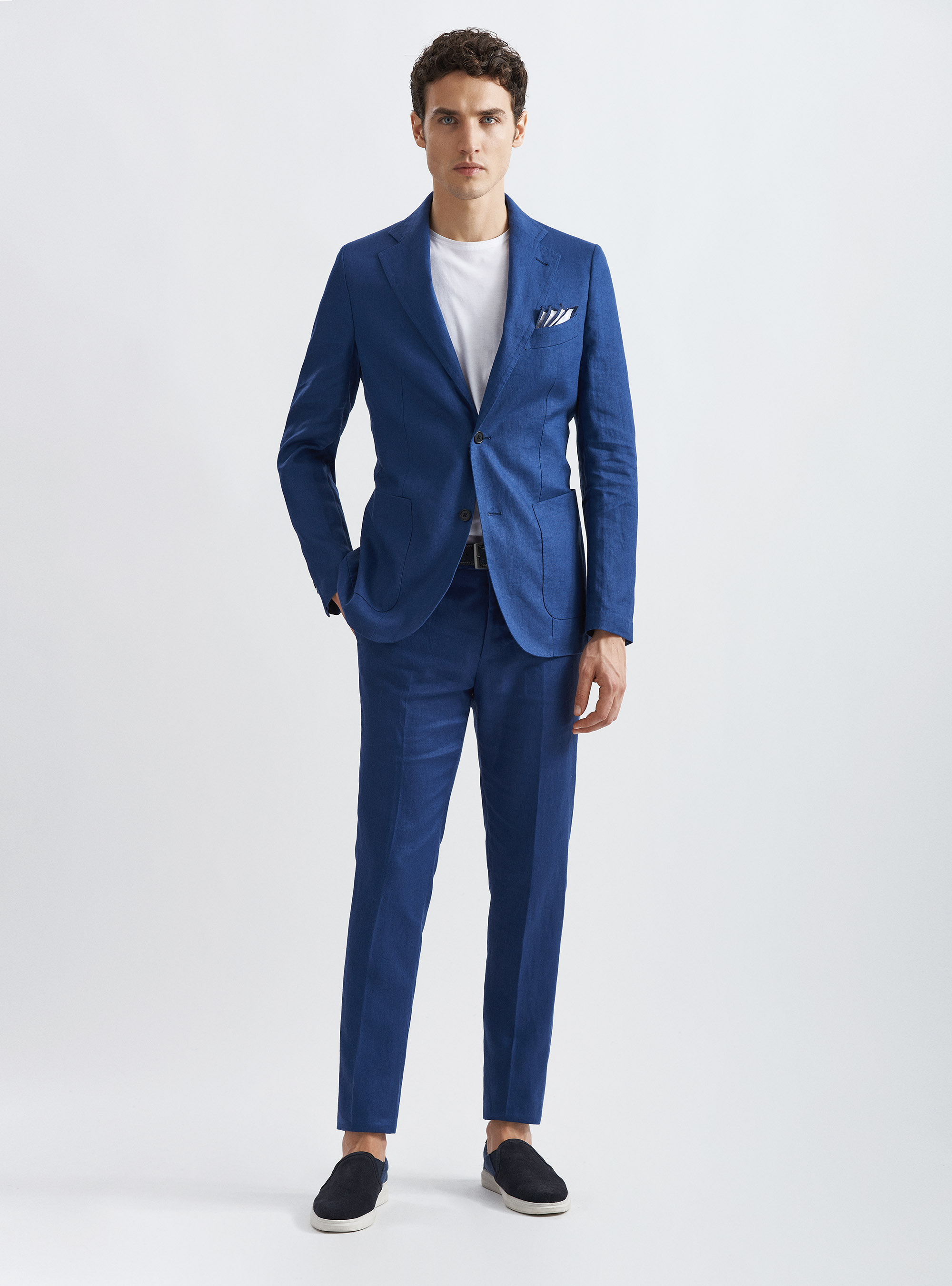 Giacca per abito in puro lino, BLU