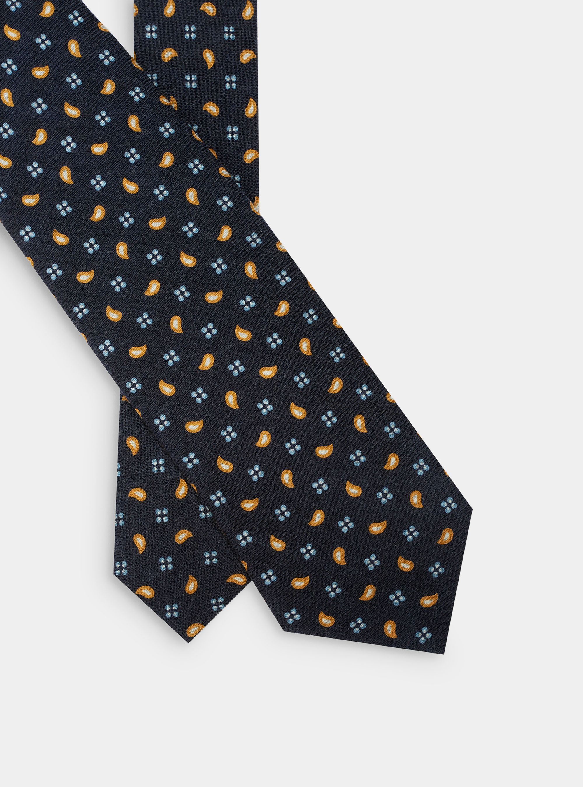 Cravatta in lana con stampa paisley, BLU NAVY