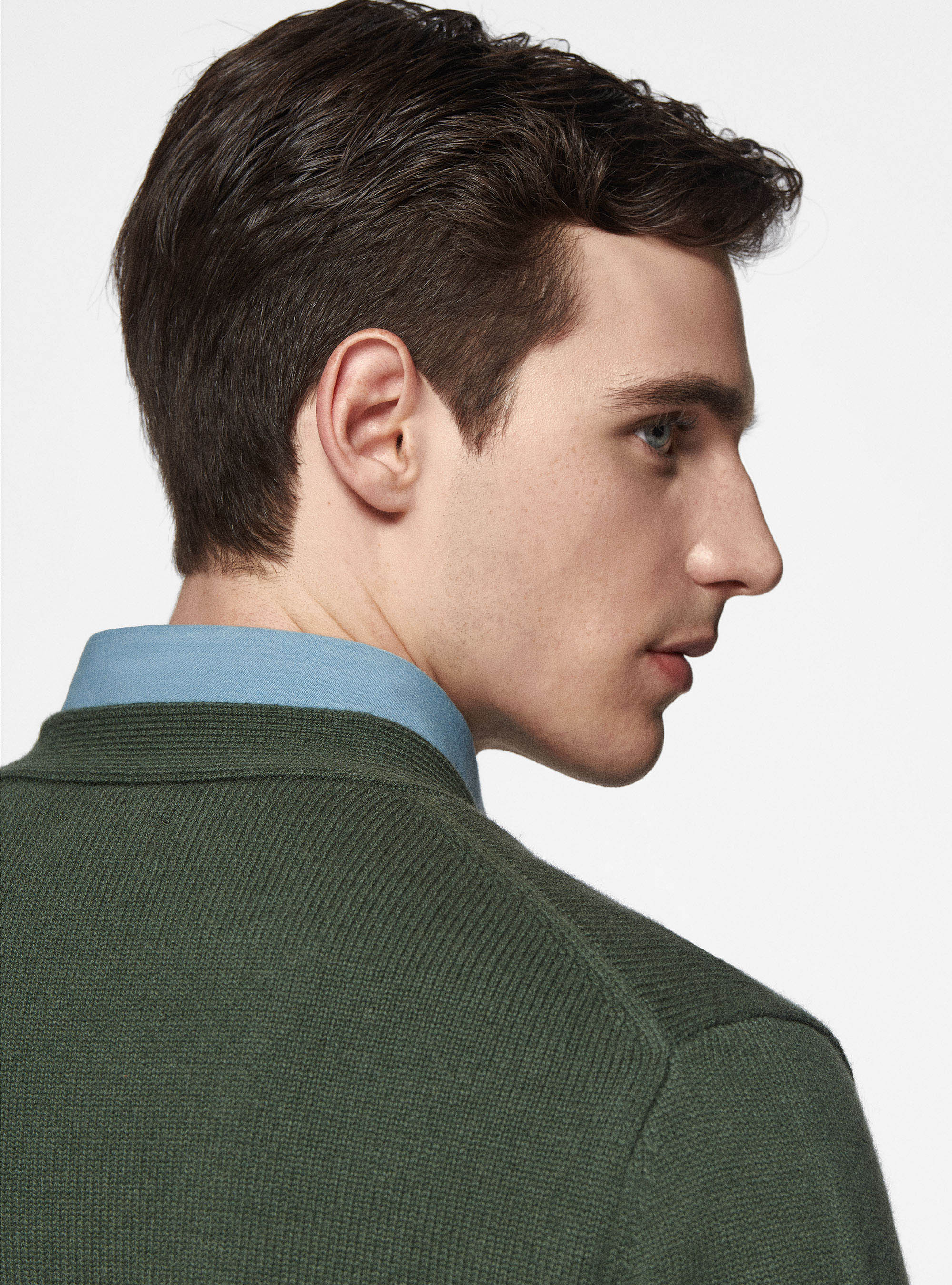 Cardigan in maglia in lambswool, MILITARE 0609C