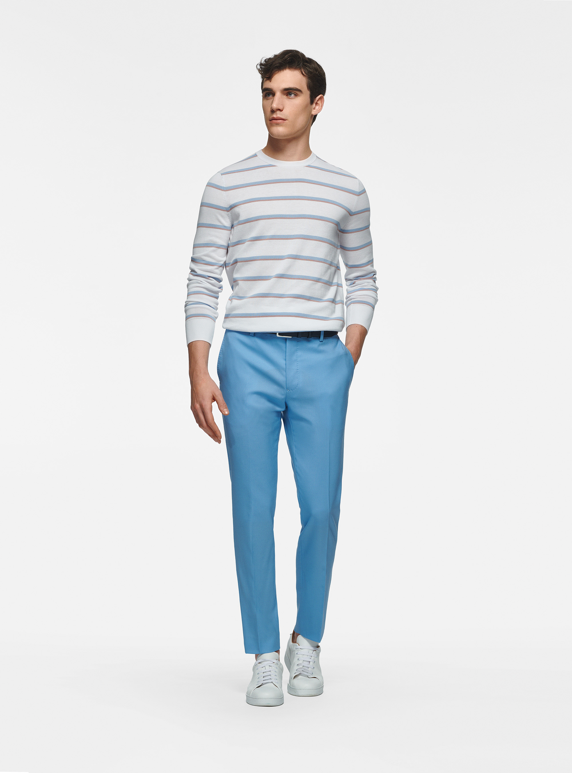 Pantaloni in pura lana Vitale Barberis Canonico, AZZURRO